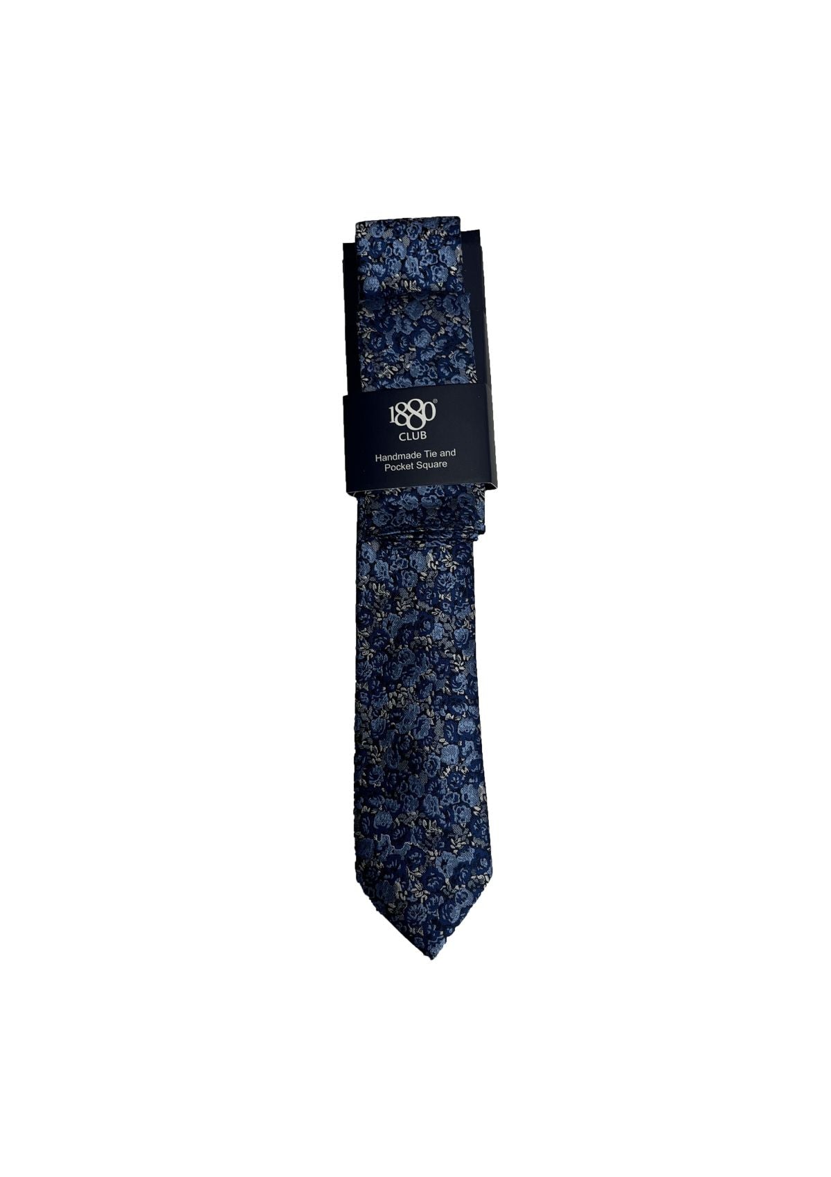 1880 Club Floral Navy Tie and Pocket Square Set