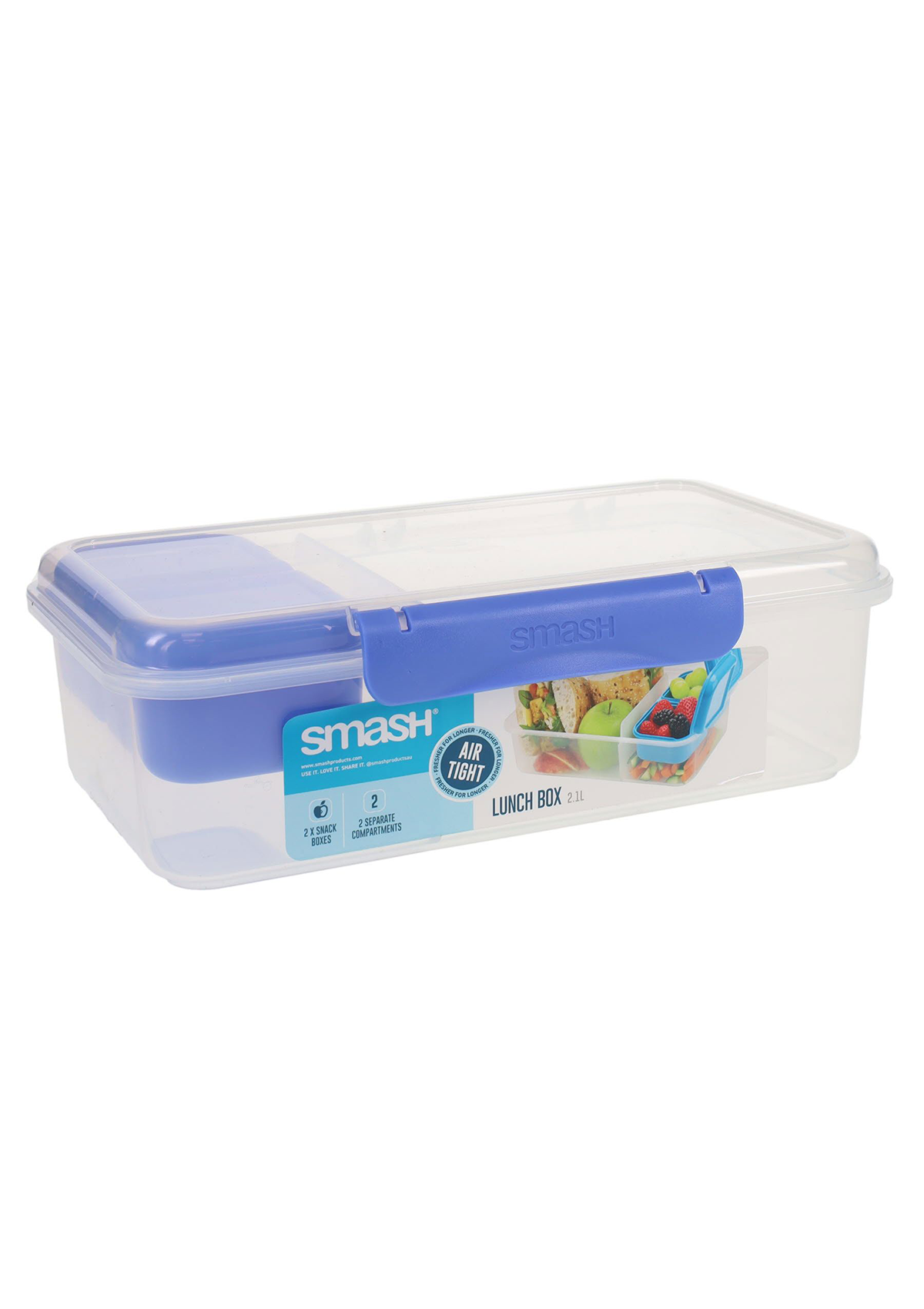 2.1l Leakproof Lunchbox With Removable Compartment 2 Asst