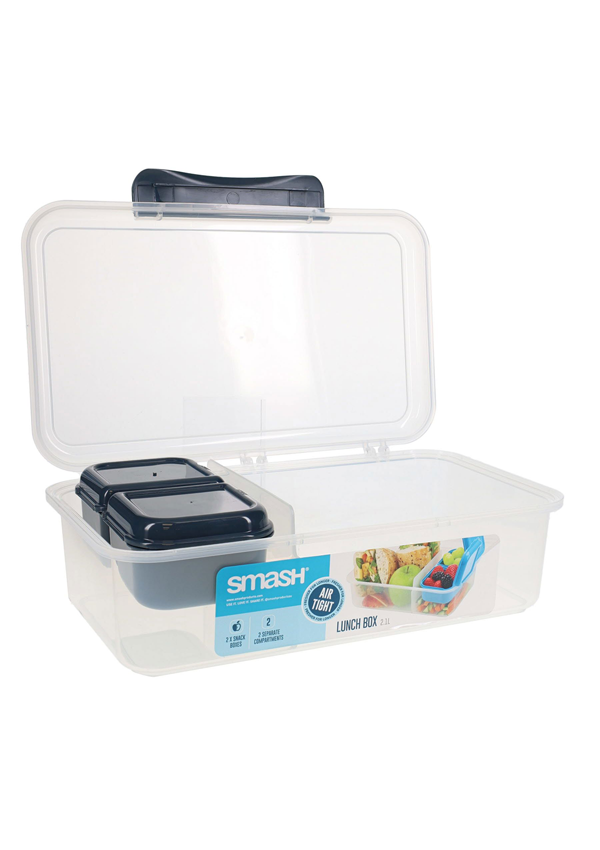 2.1l Leakproof Lunchbox With Removable Compartment 2 Asst