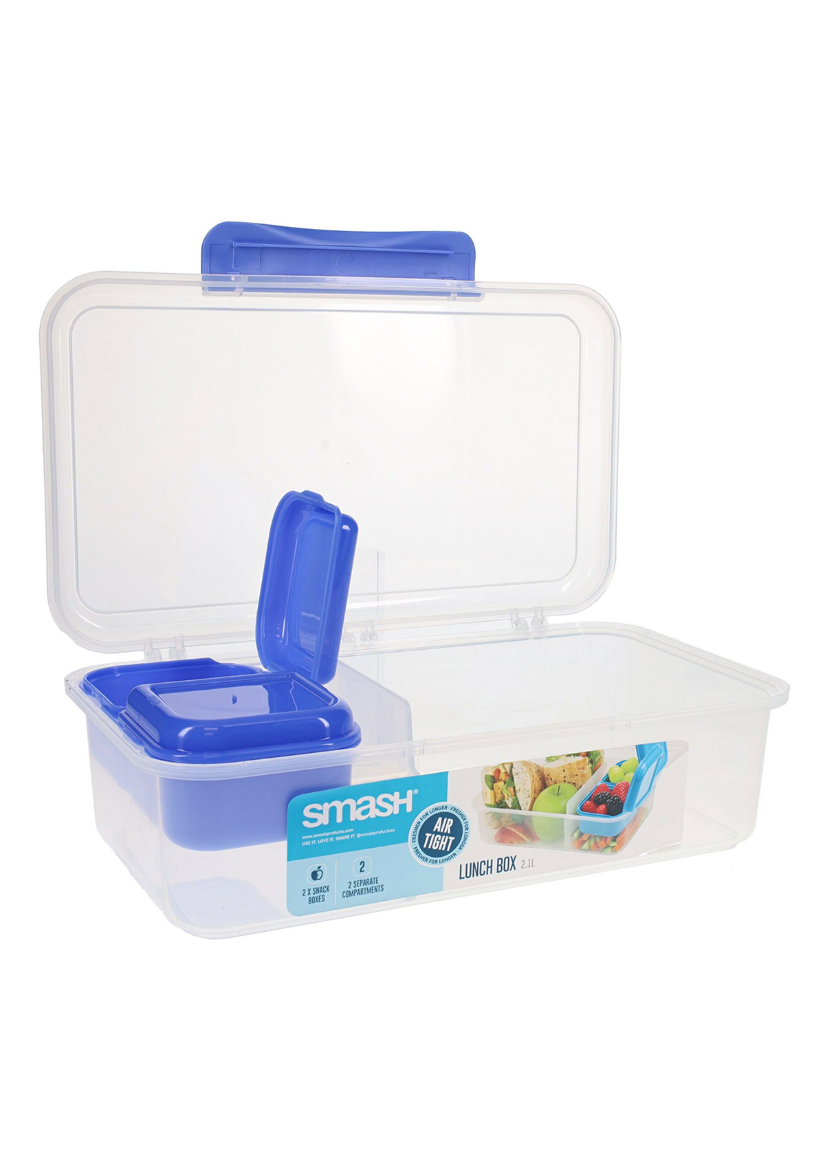 2.1l Leakproof Lunchbox With Removable Compartment 2 Asst