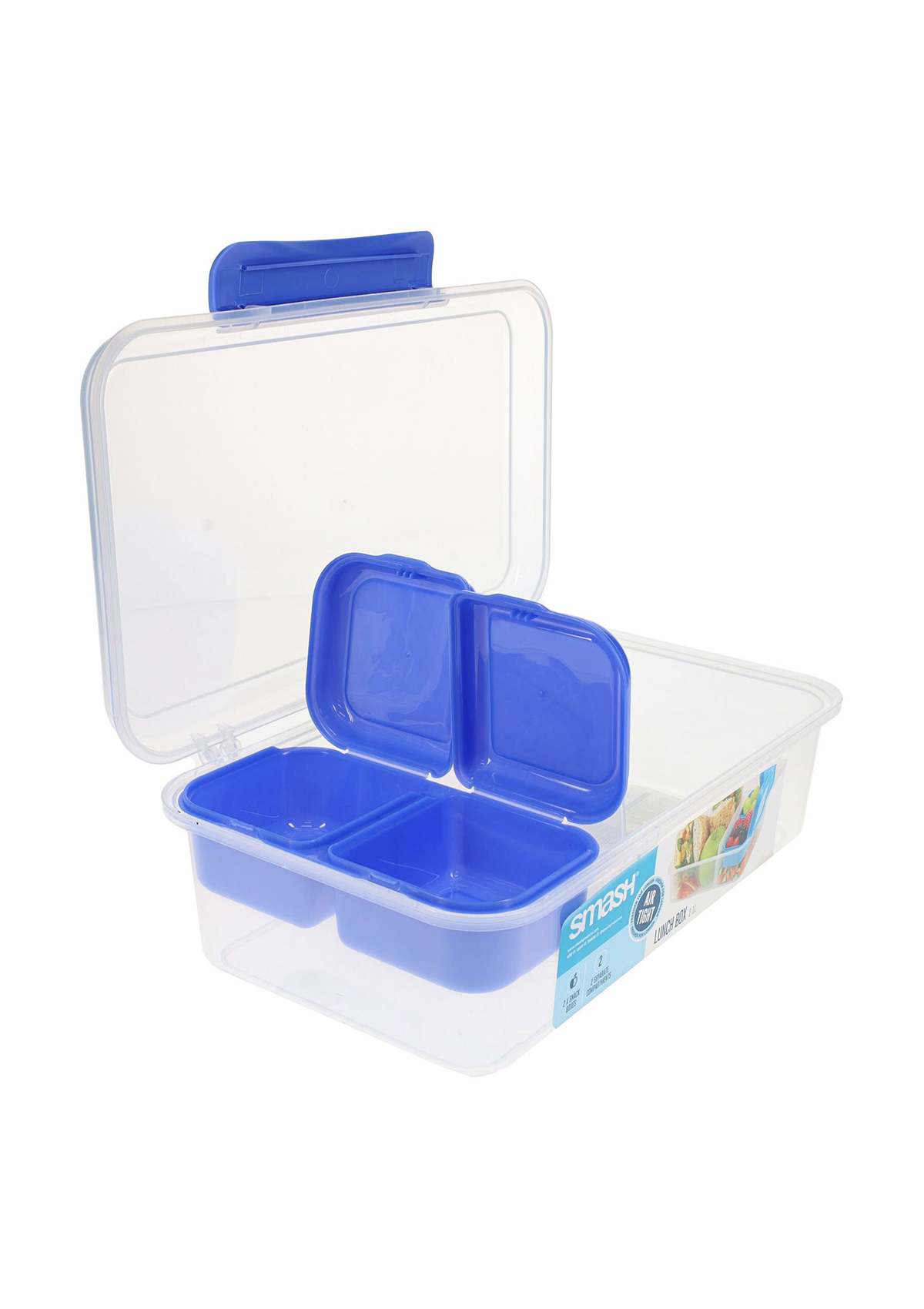 2.1l Leakproof Lunchbox With Removable Compartment 2 Asst