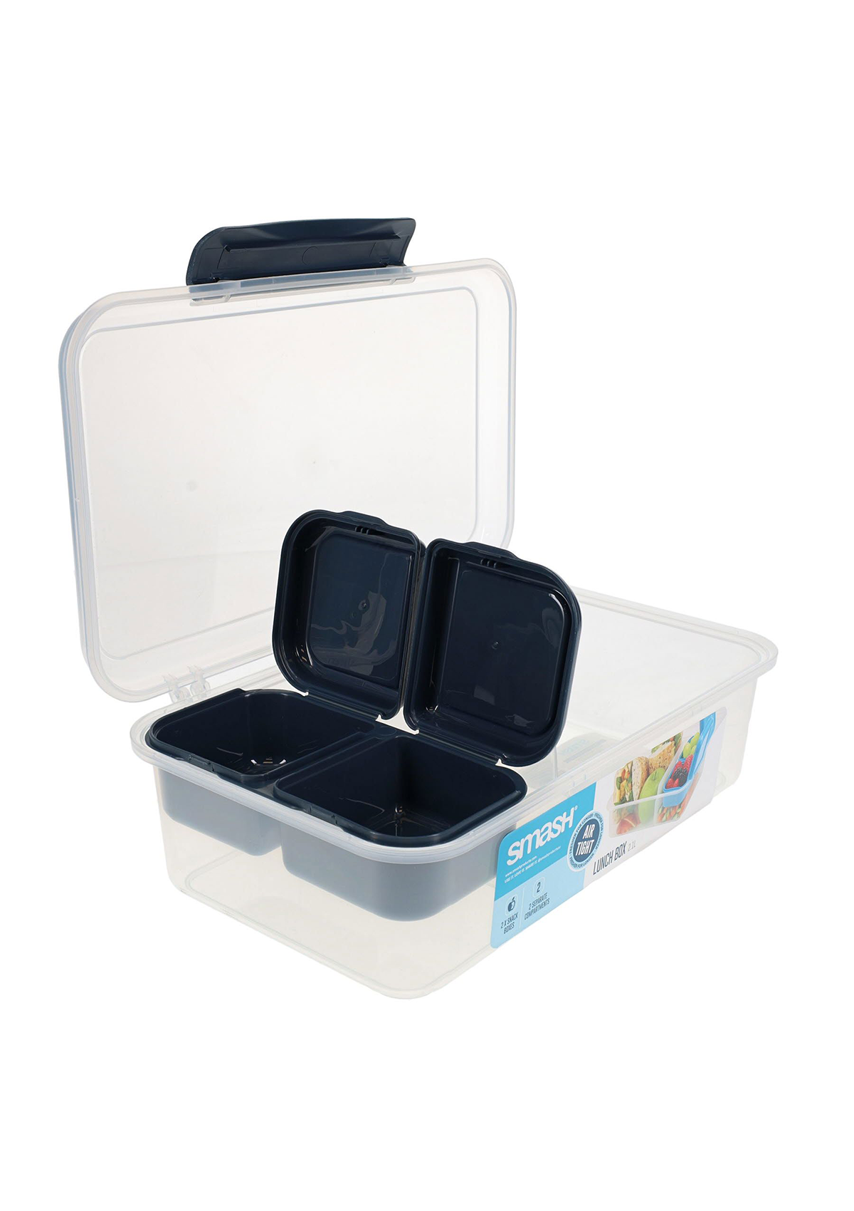 2.1l Leakproof Lunchbox With Removable Compartment 2 Asst