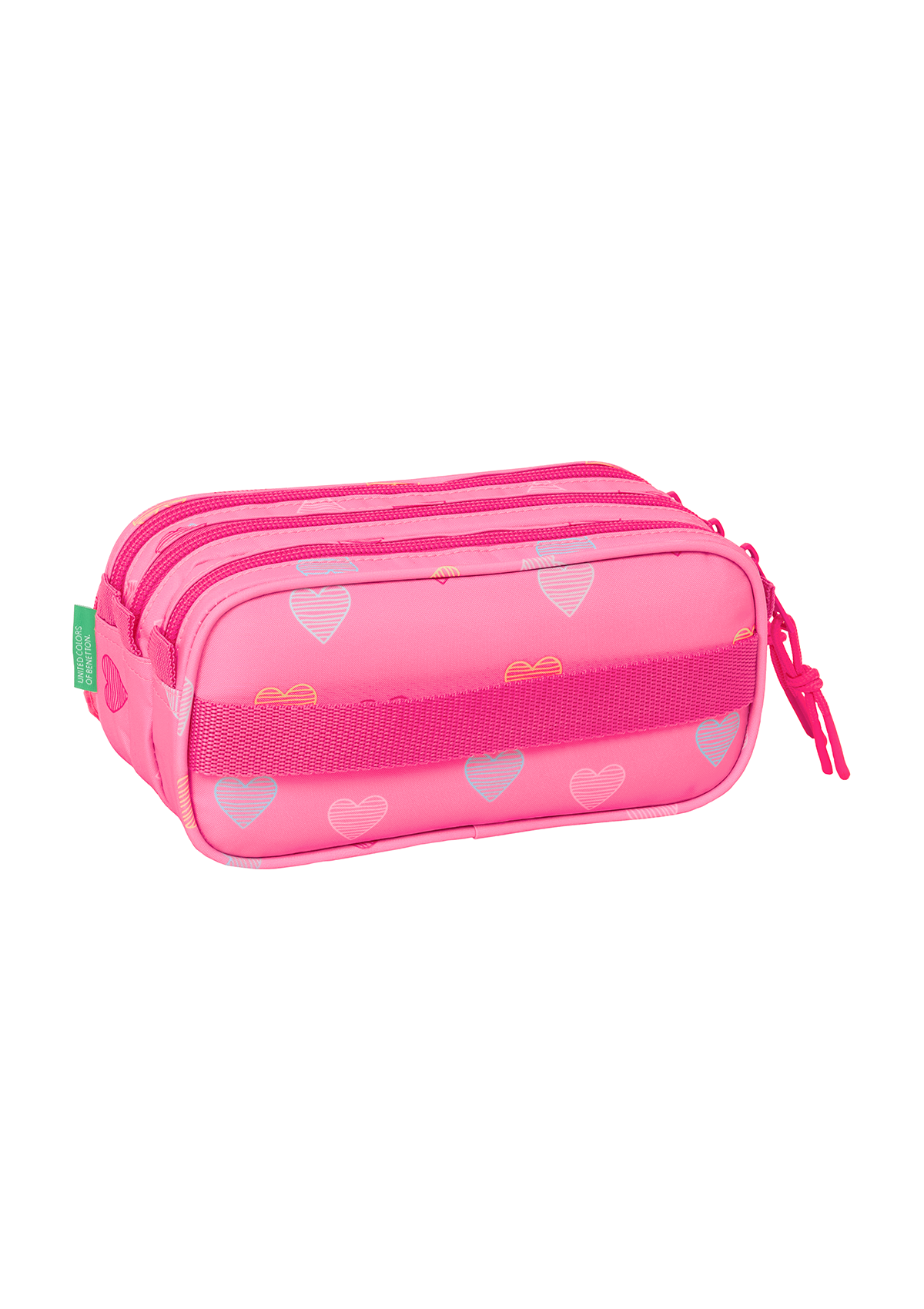 Benetton Heart Large Triple Pencil Case