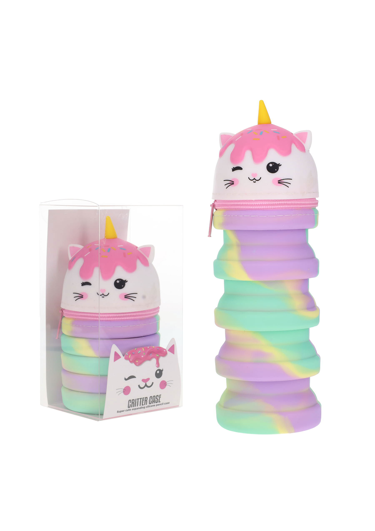 Expanding Critter Pencil Case - Cupcake Cat