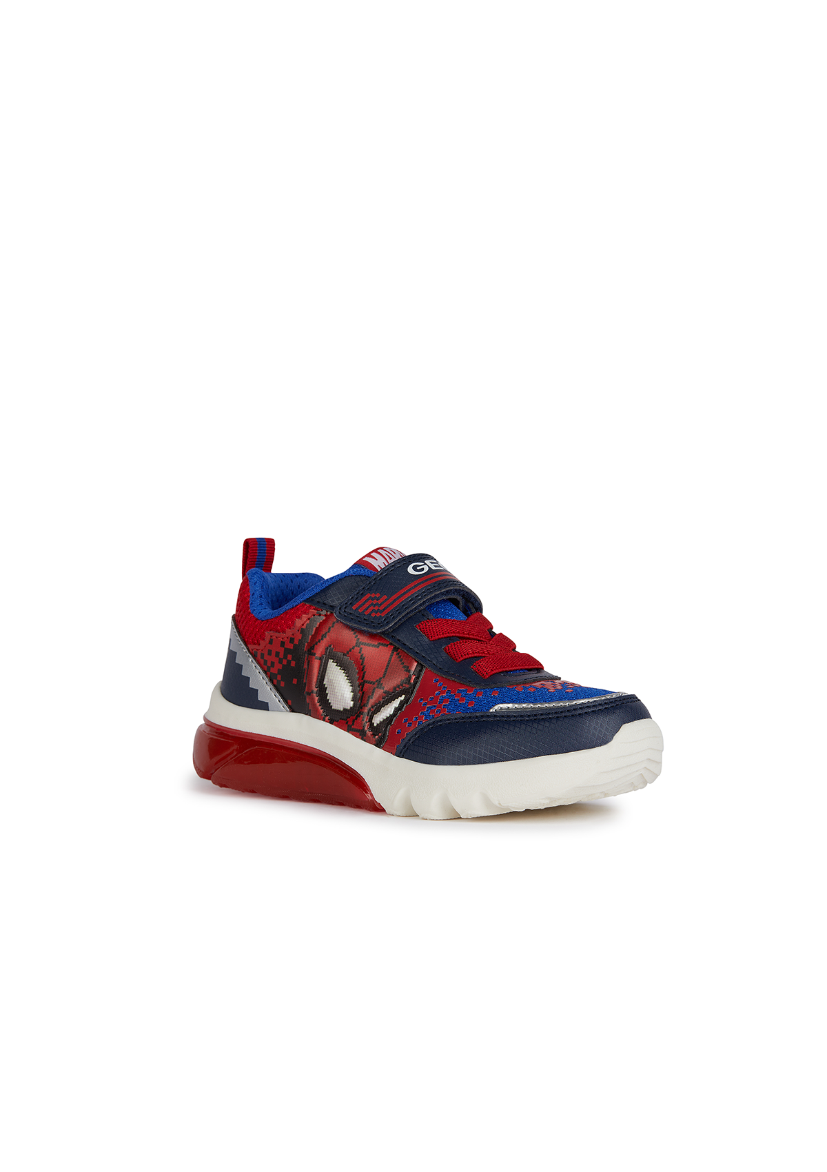 Geox Junior Boys Trainer CIBERDRON Lights-Up Navy Red