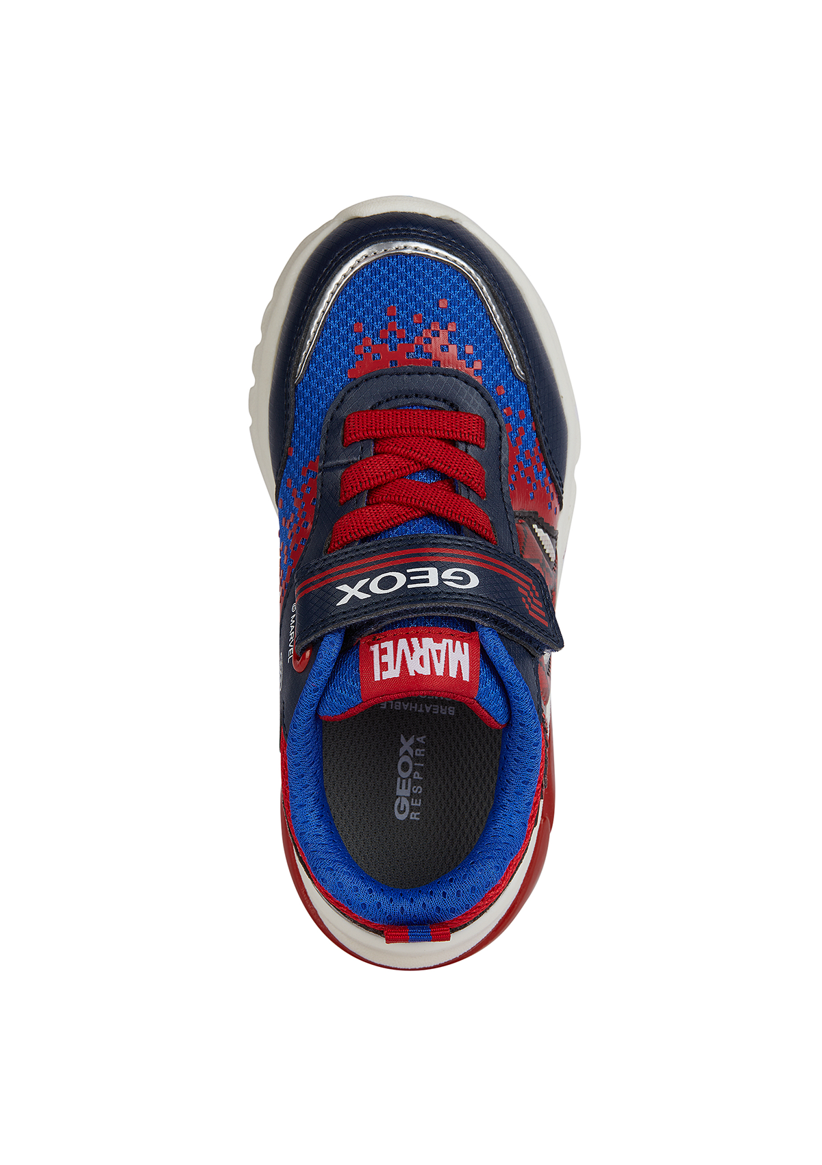Geox Junior Boys Trainer CIBERDRON Lights-Up Navy Red