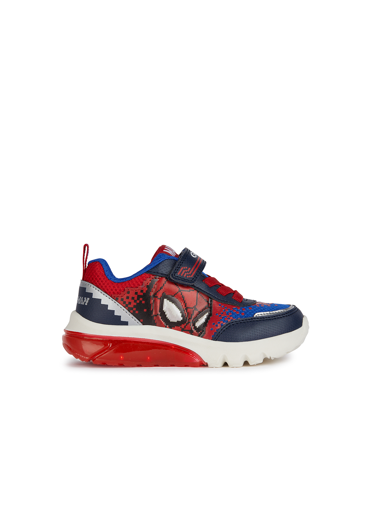 Geox Junior Boys Trainer CIBERDRON Lights-Up Navy Red