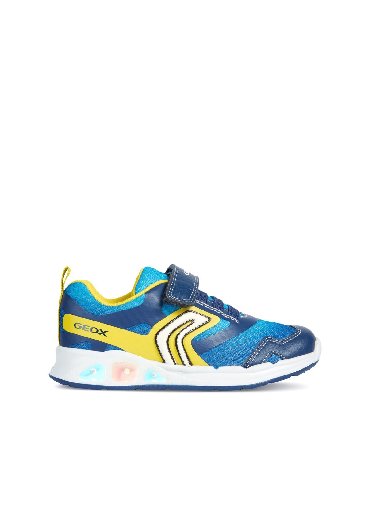 Geox Boys Trainers DAKIN Lights-Up Blue Lime lights on