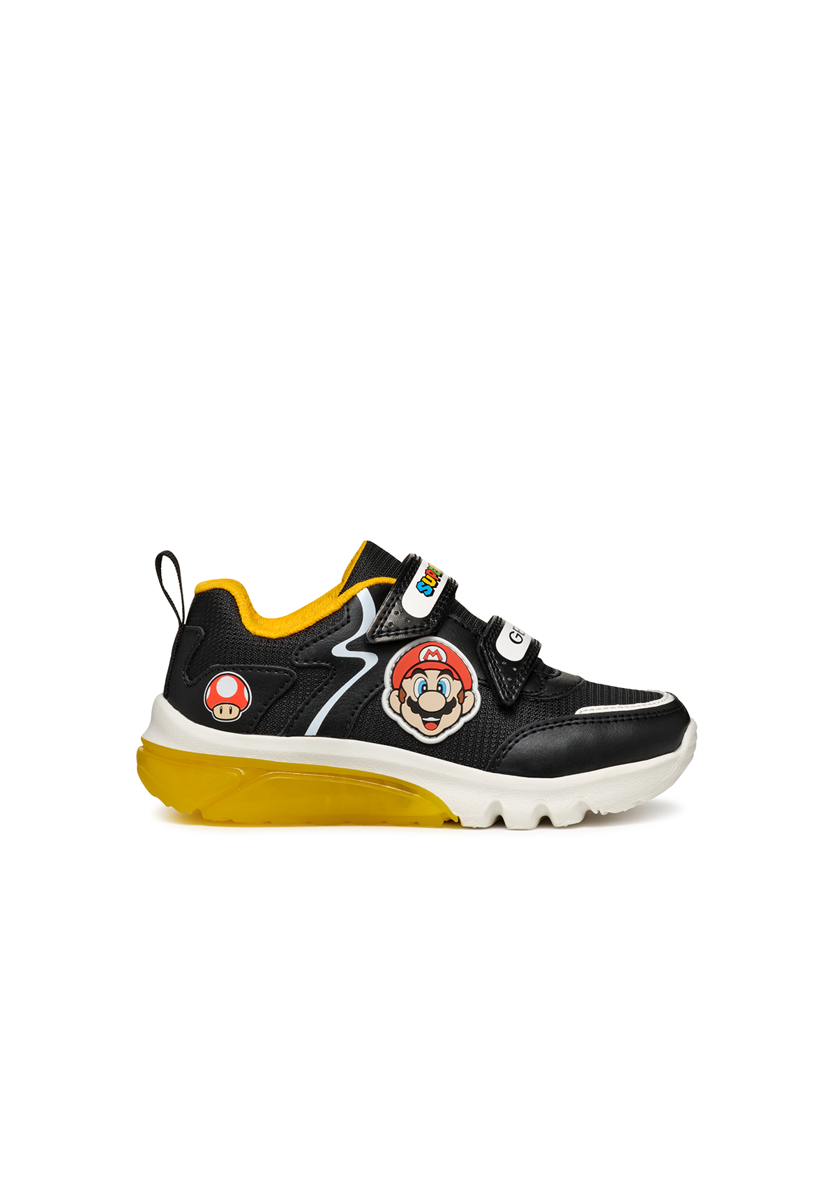 Geox Junior Boys Trainer CIBERDRON Lights-Up Super Mario Black/Yellow