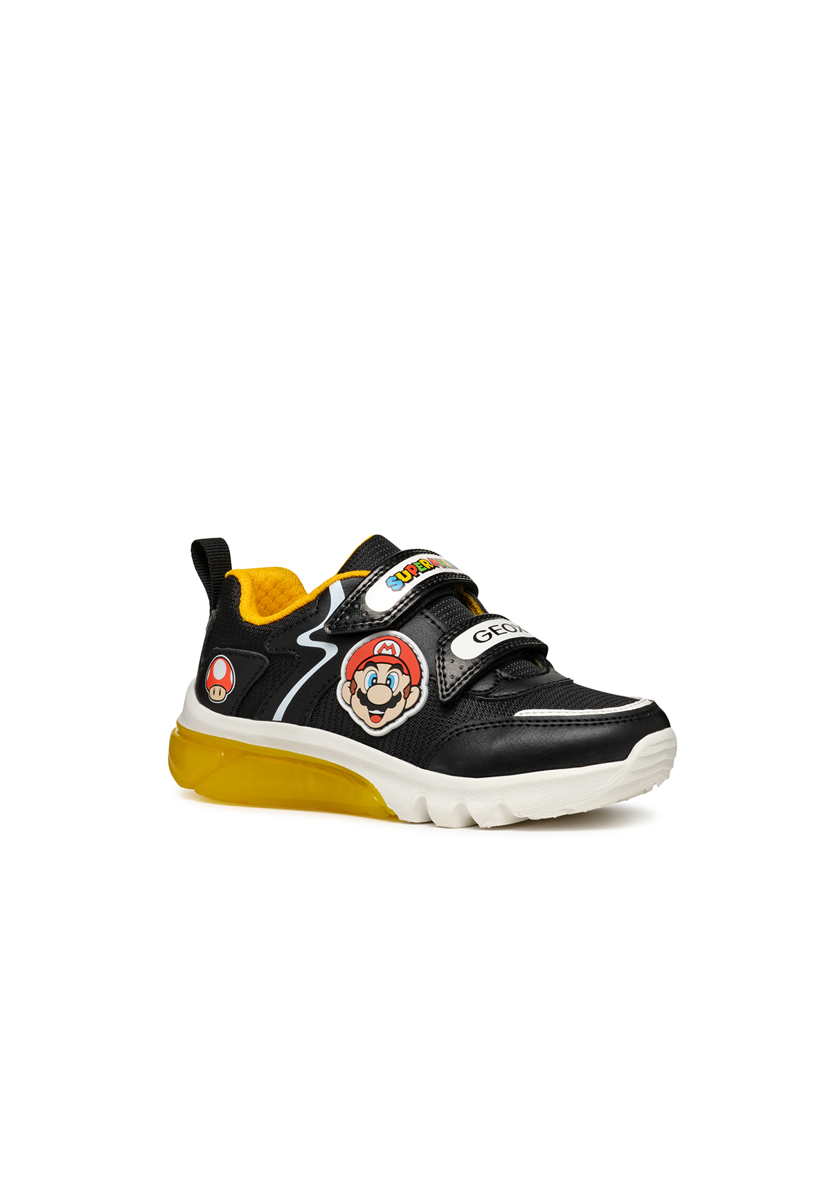 Geox Junior Boys Trainer CIBERDRON Lights-Up Super Mario Black/Yellow