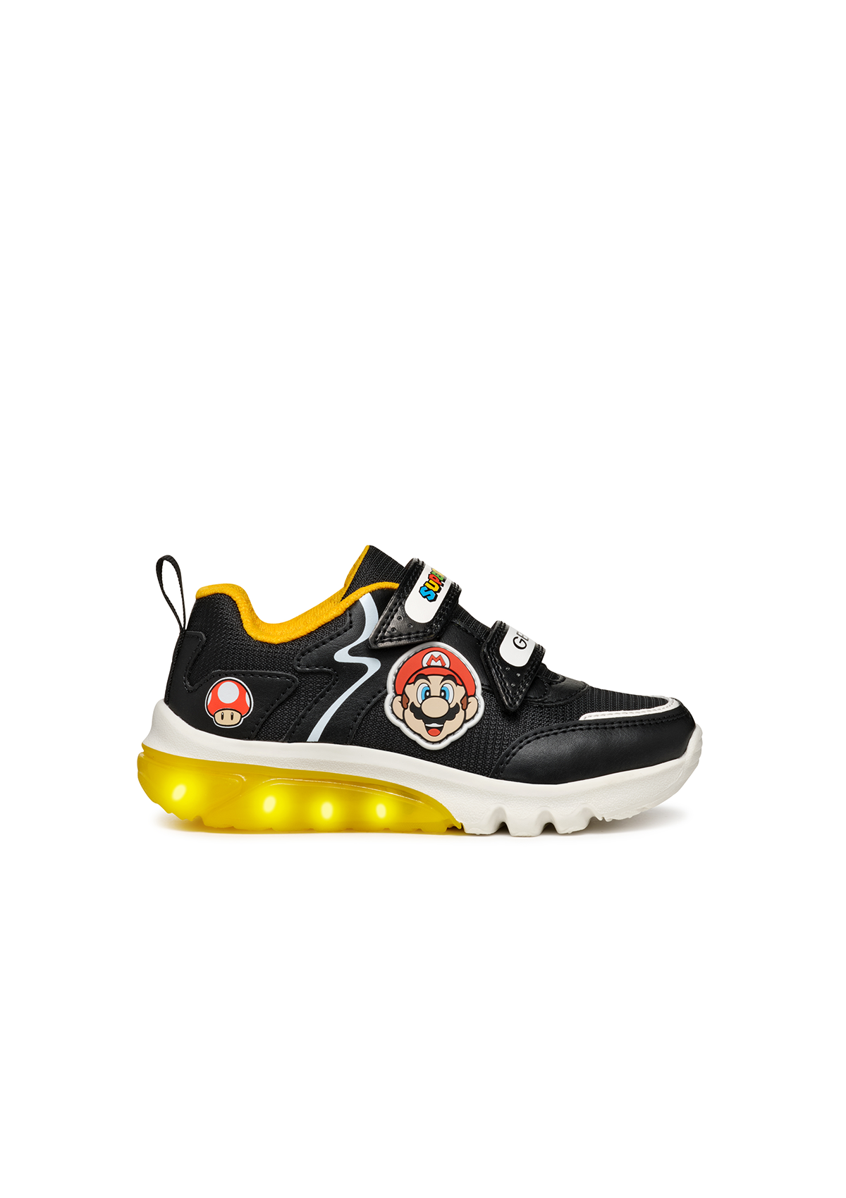 Geox Junior Boys Trainer CIBERDRON Lights-Up Super Mario Black/Yellow