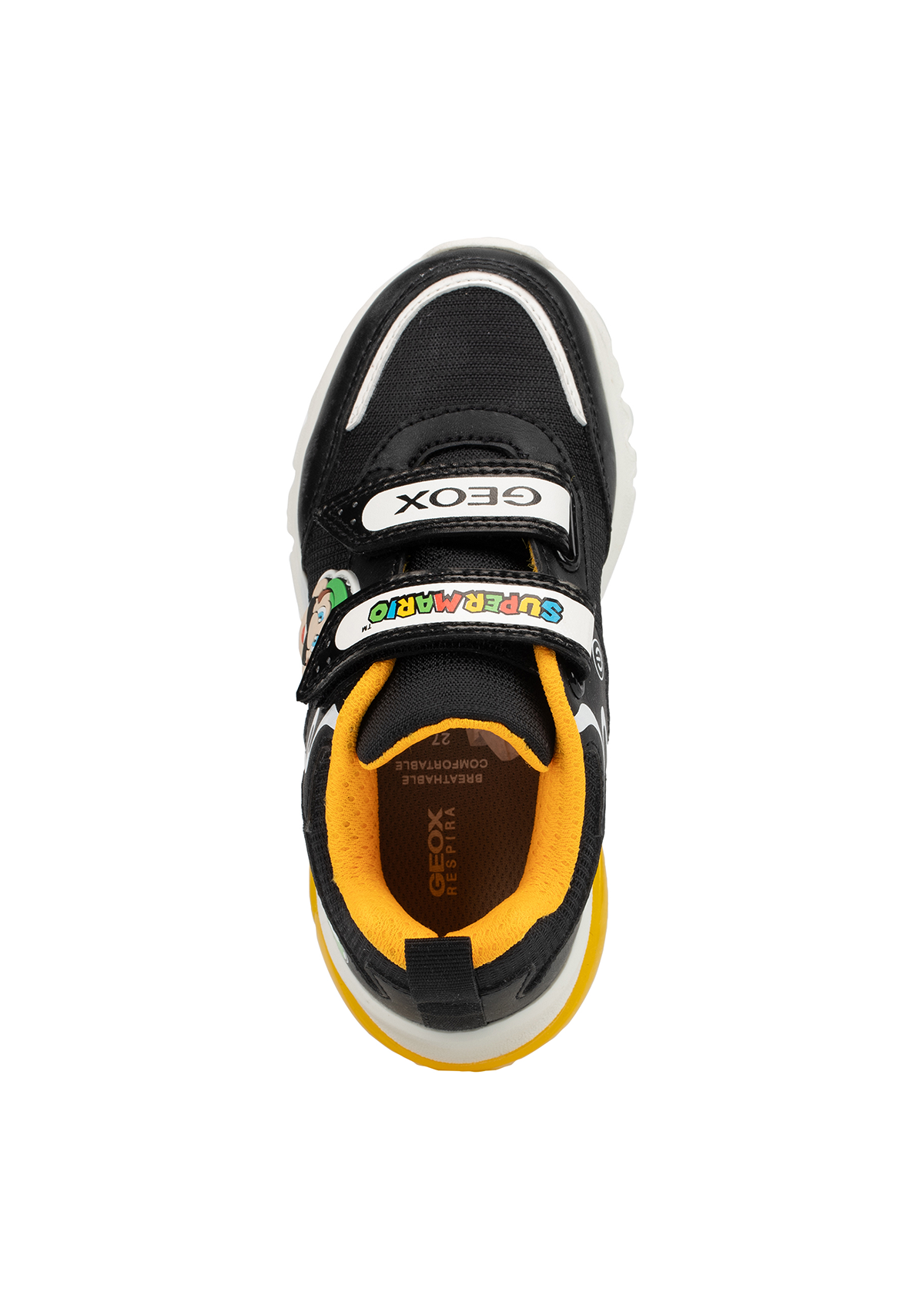 Geox Junior Boys Trainer CIBERDRON Lights-Up Super Mario Black/Yellow