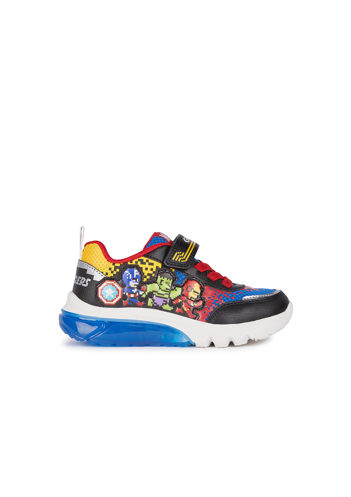 Geox Junior Boys Trainer CIBERDRON Lights-Up Black Royal