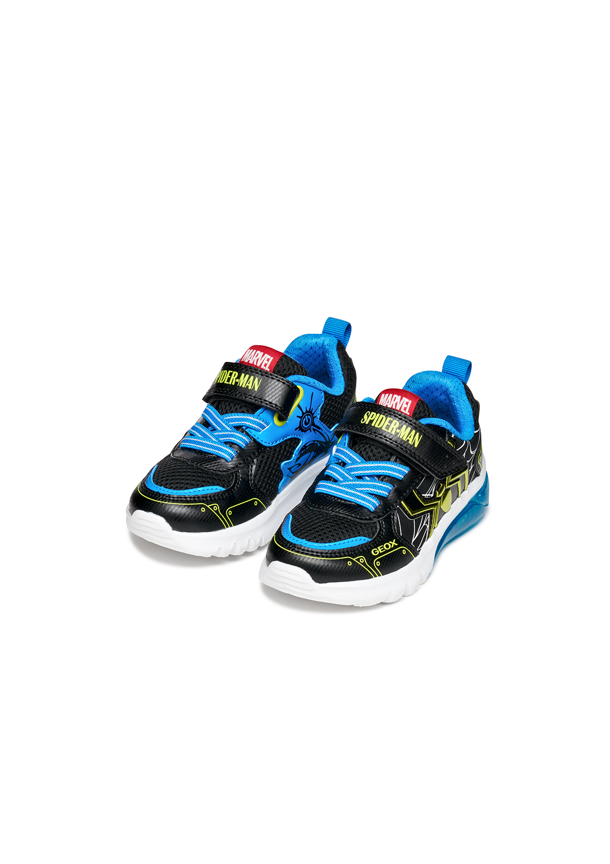 Geox Junior Boys Trainer Spiderman CIBERDRON Black Lime