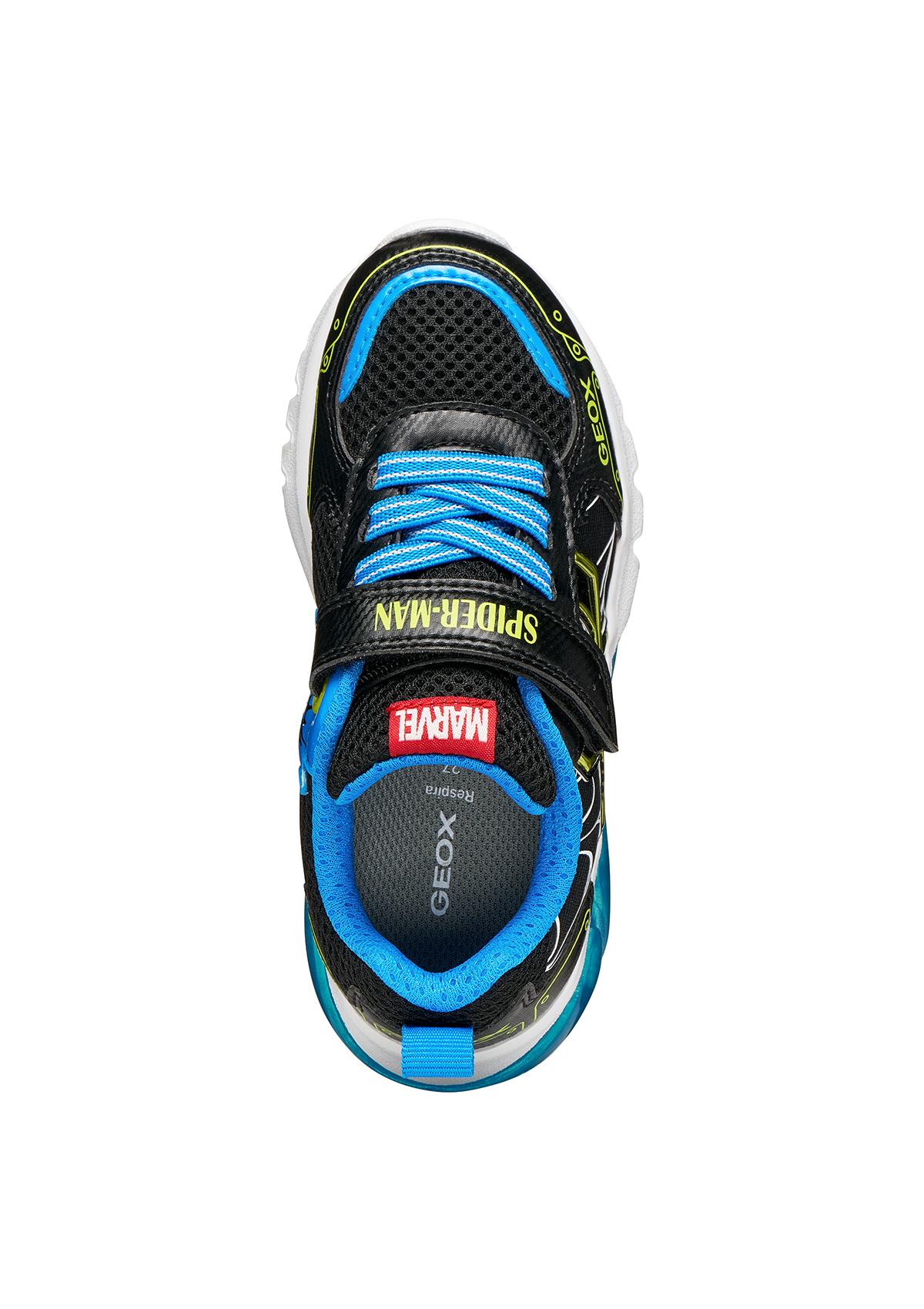 Geox Junior Boys Trainer Spiderman CIBERDRON Black Lime