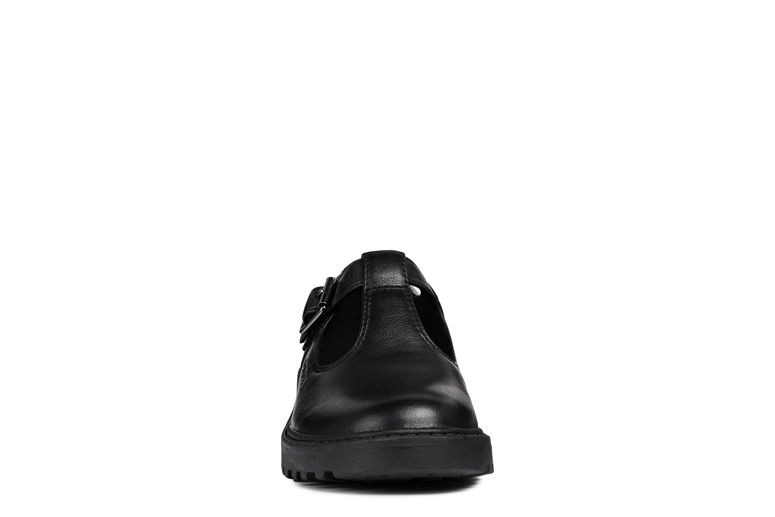 Geox Girls School Shoes CASEY Black Leather Buckle