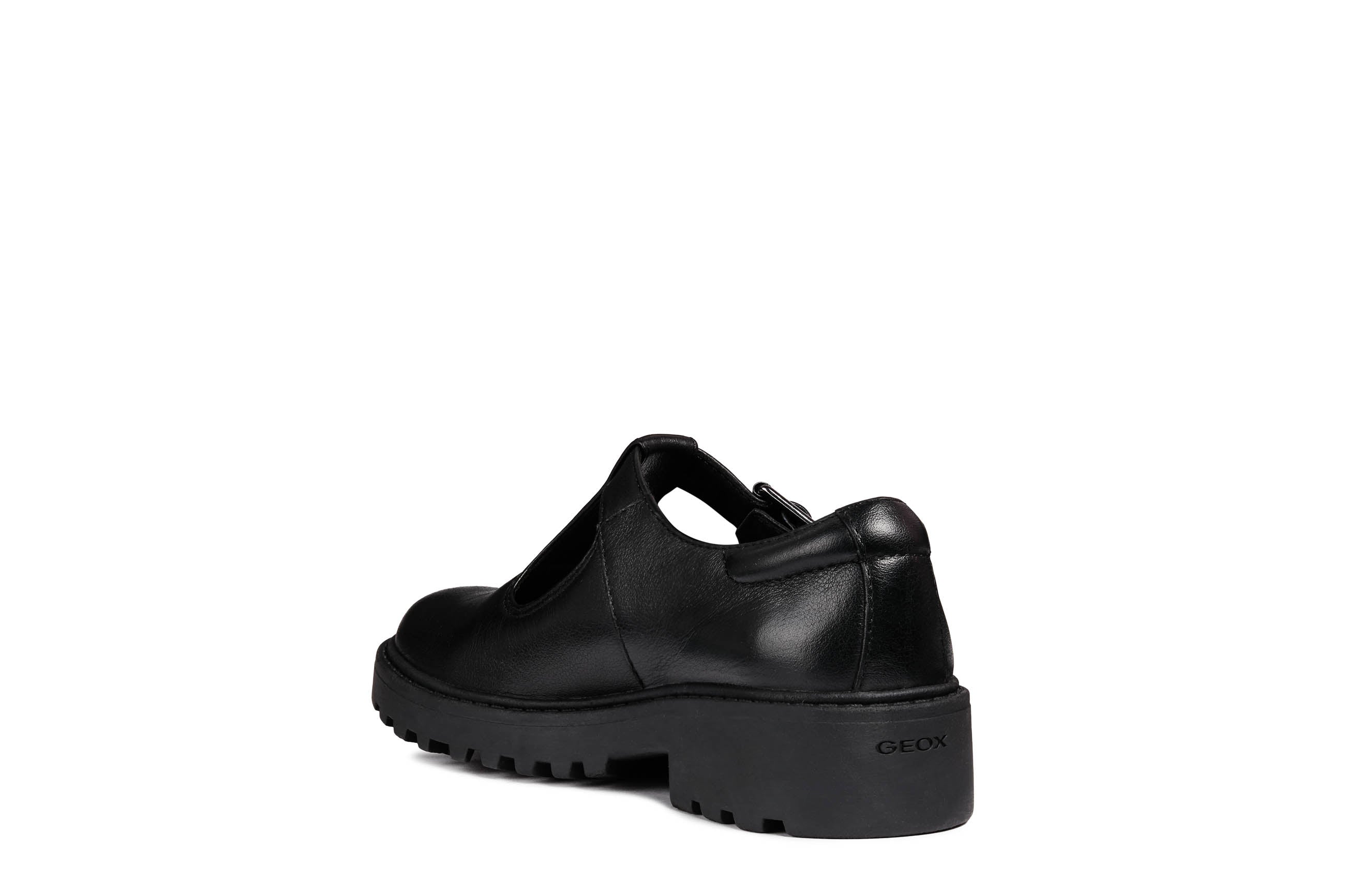 Geox Girls School Shoes CASEY Black Leather Buckle
