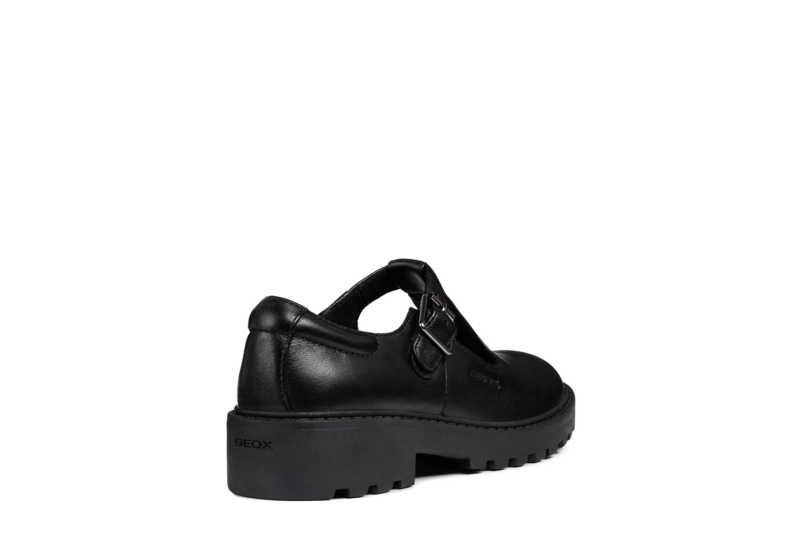 Geox Girls School Shoes CASEY Black Leather Buckle