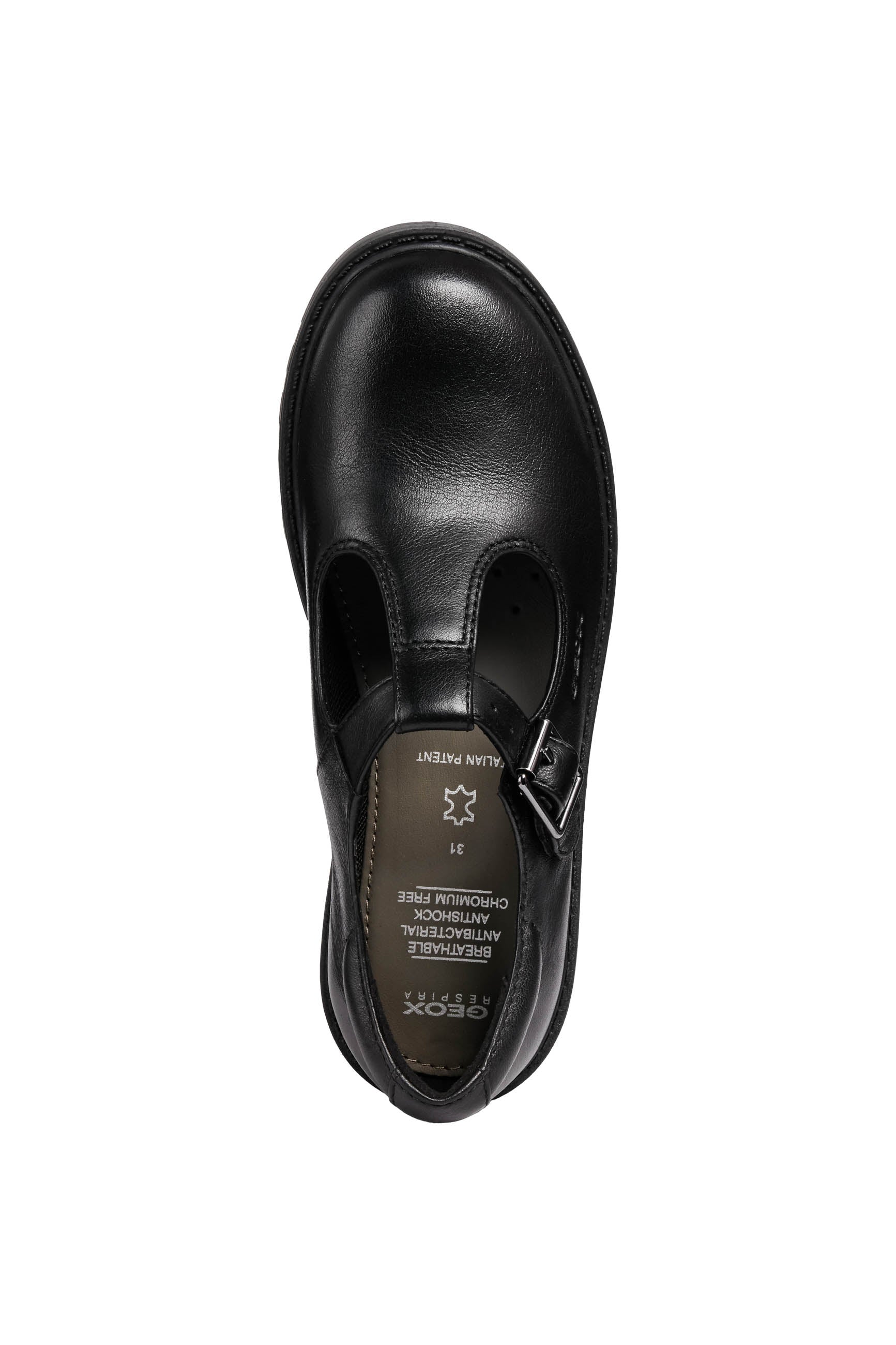 Geox Girls School Shoes CASEY Black Leather Buckle
