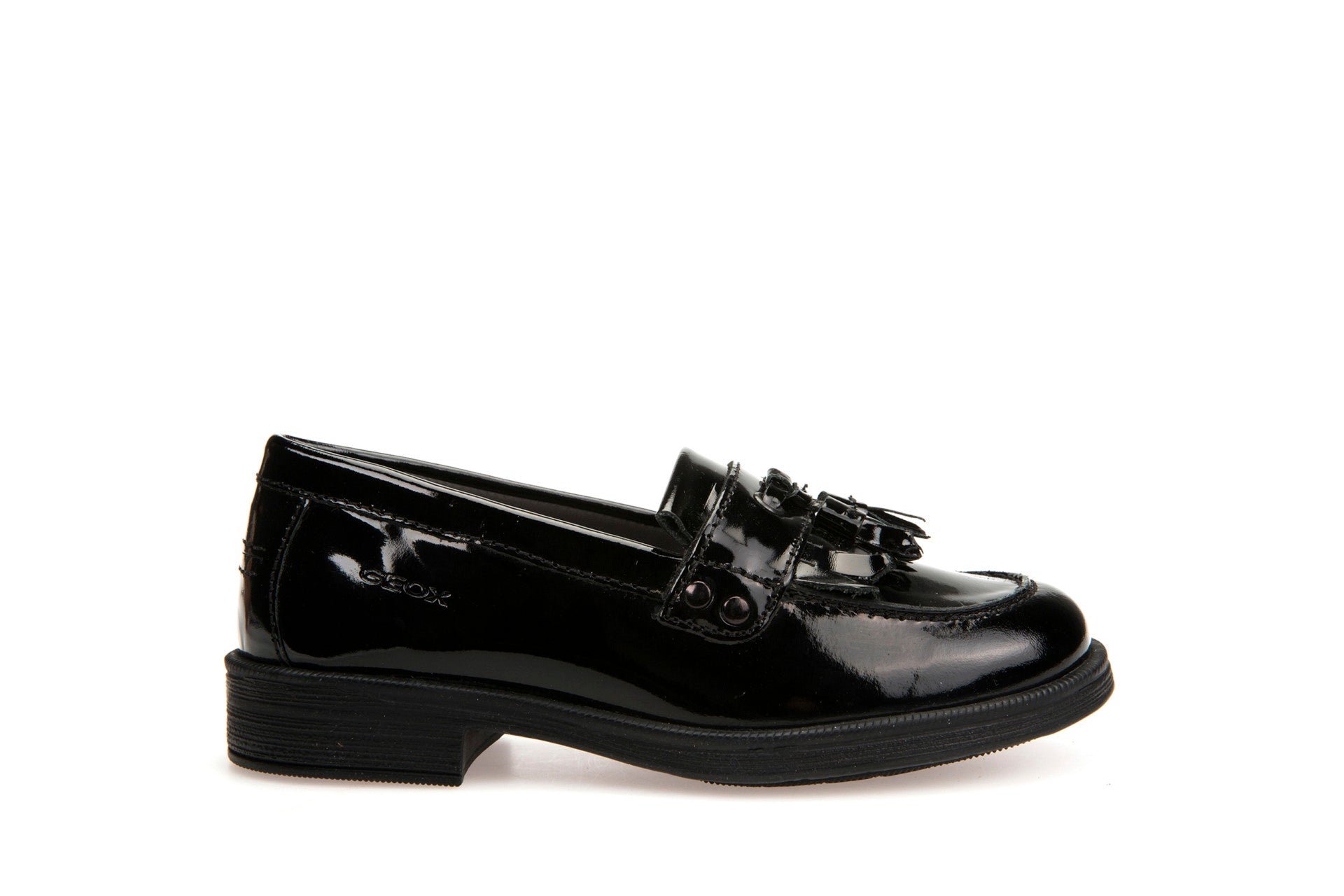 Geox Girls School Shoe AGATA Black Patent Loafer