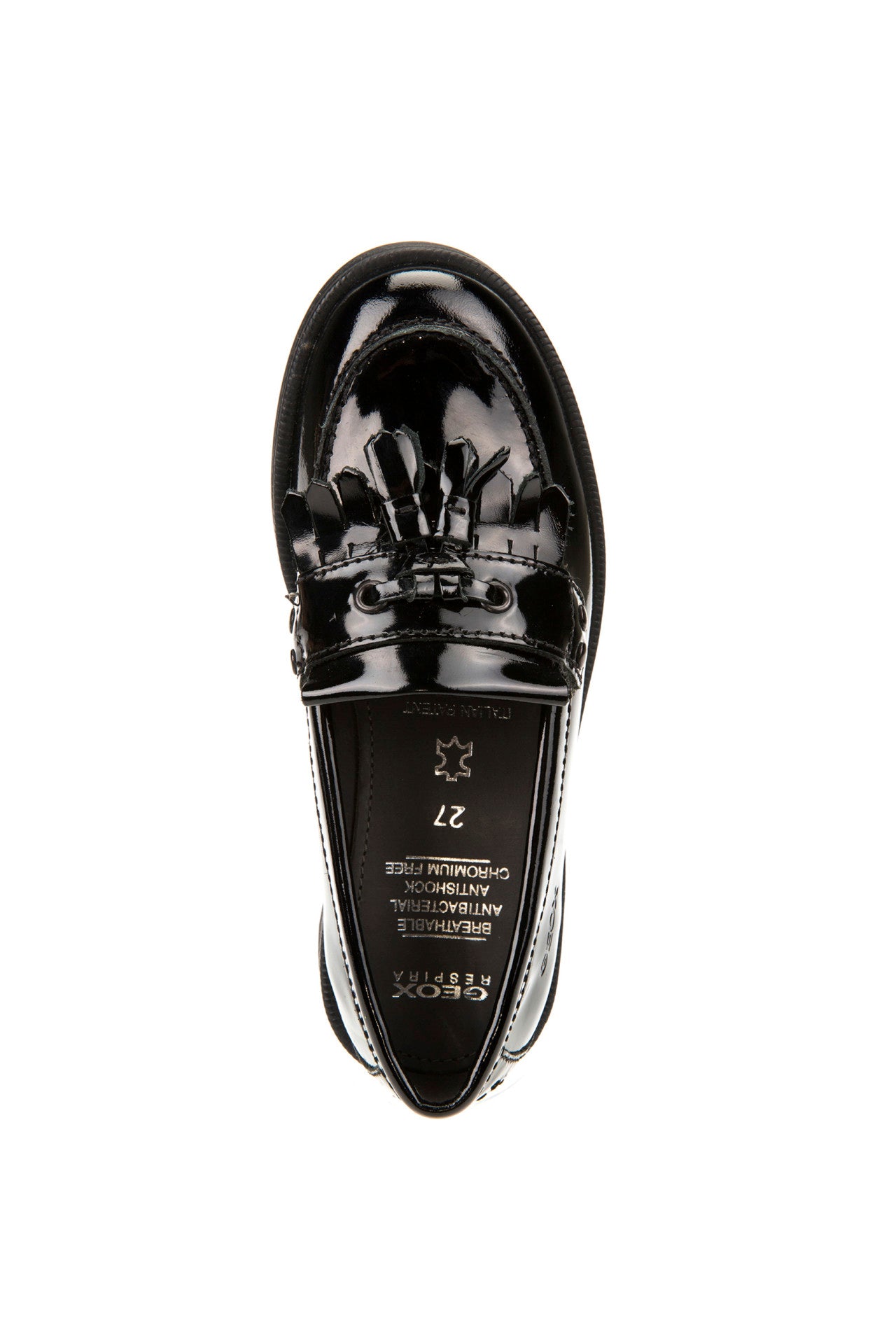 Geox Girls School Shoe AGATA Black Patent Loafer
