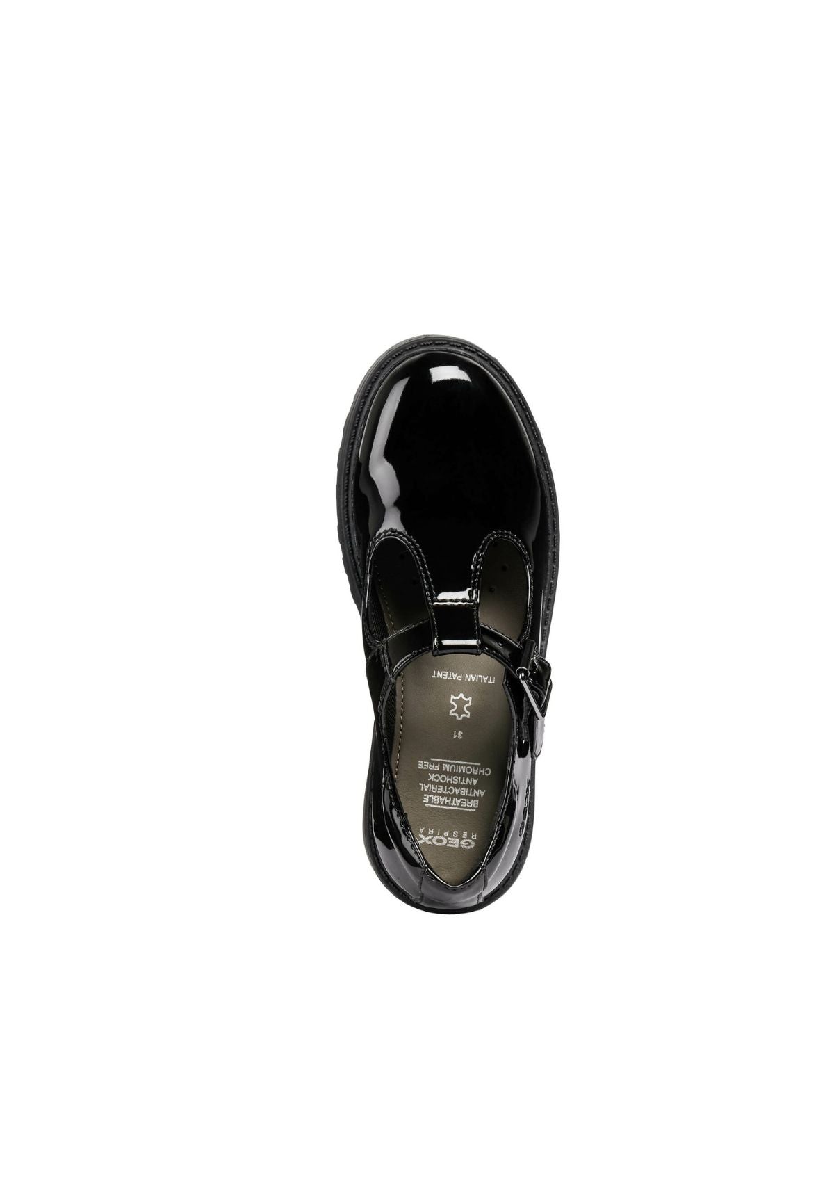 Geox Girls School Shoes CASEY Black Patent Buckle up