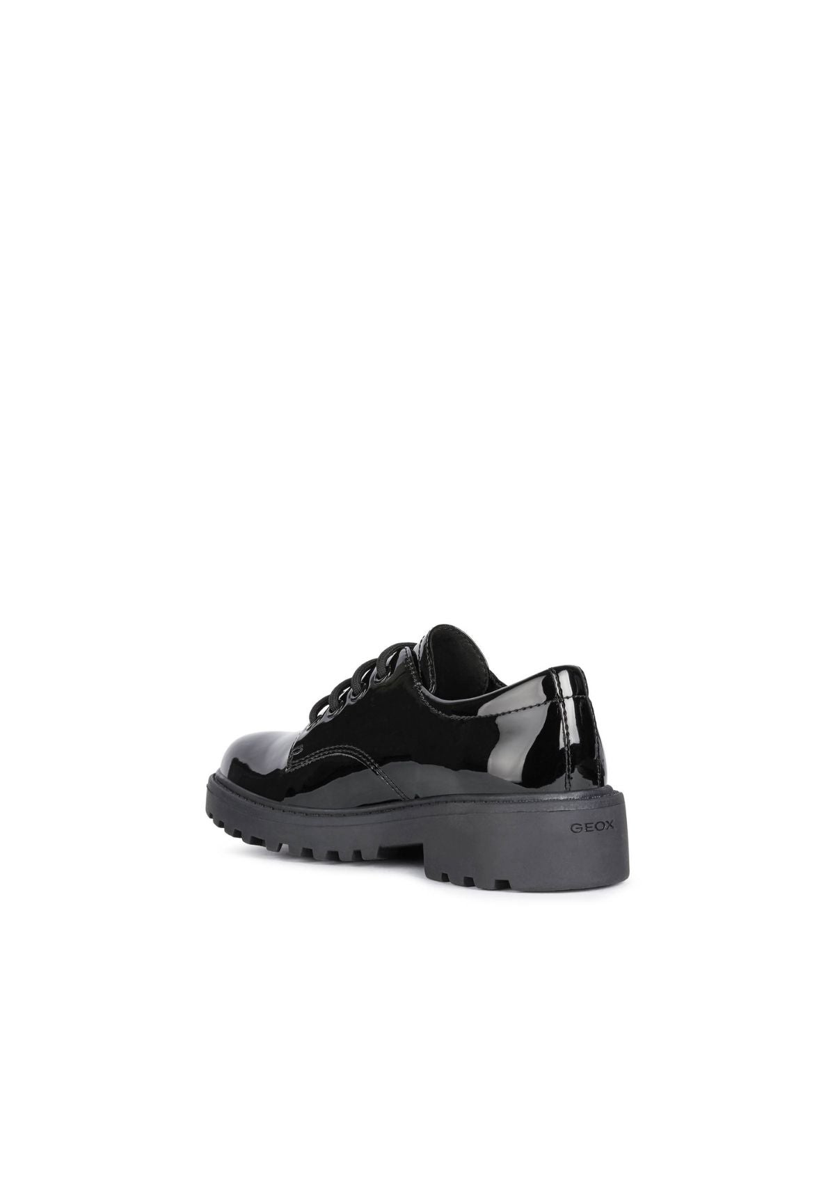 Geox Girls School Shoes CASEY Black Patent Laced back