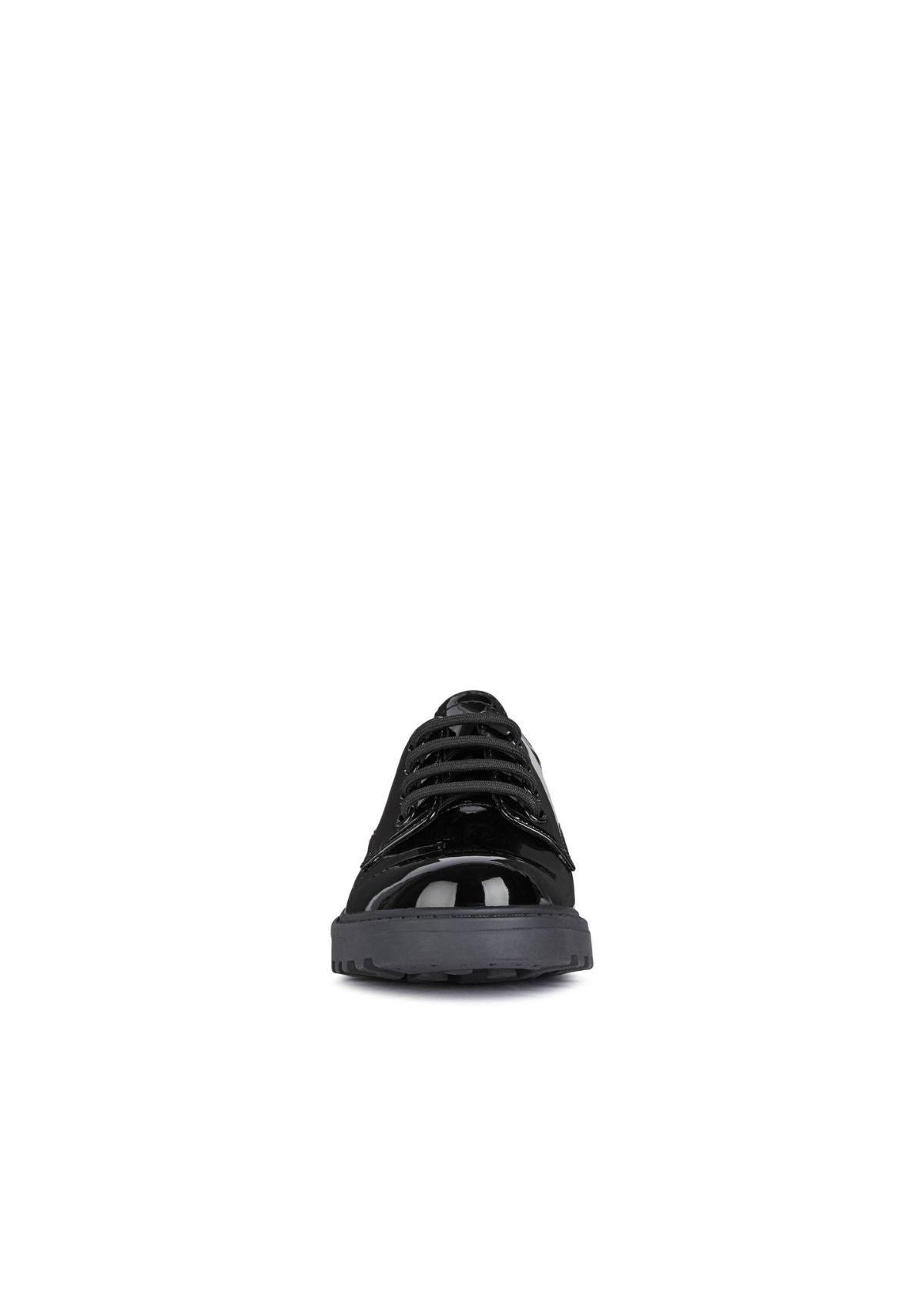 Geox Girls School Shoes CASEY Black Patent Laced front