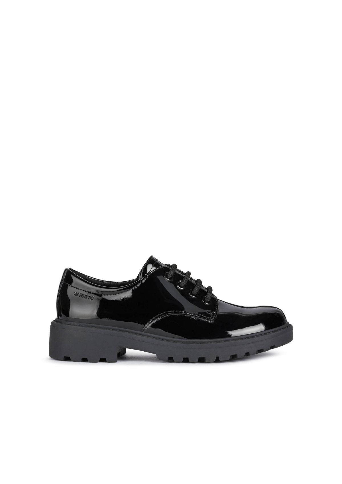 Geox Girls School Shoes CASEY Black Patent Laced side