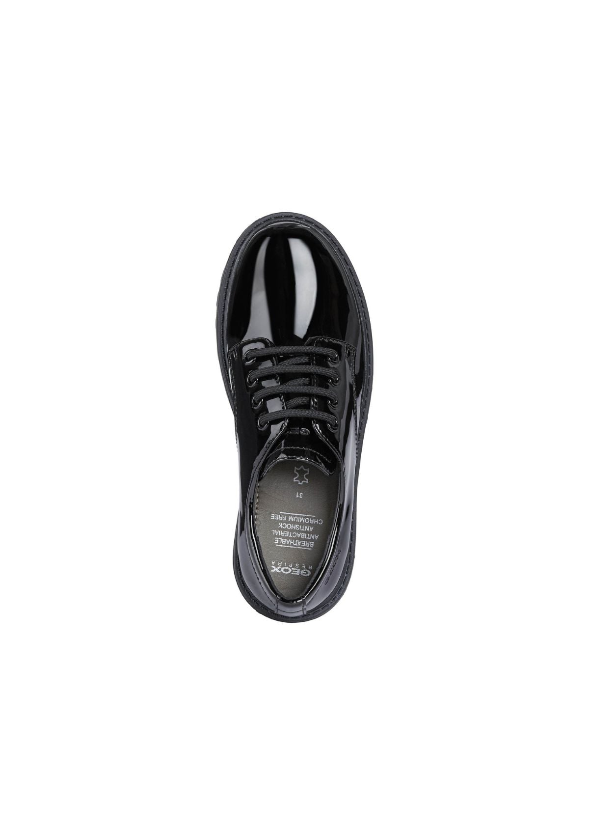 Geox Girls School Shoes CASEY Black Patent Laced up