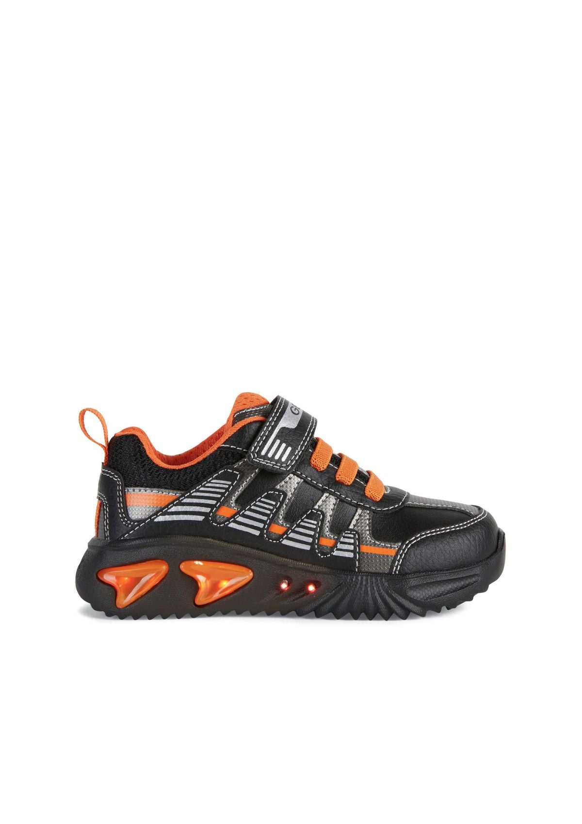 Geox Junior Boys Trainers ASSISTER Black Orange lights on