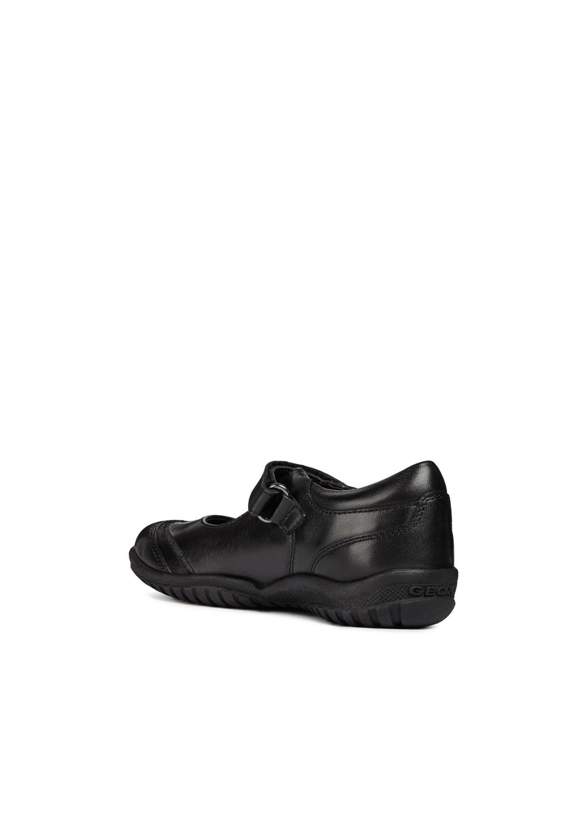 Geox Junior Girls School Shoes Shadow Black Velcro back