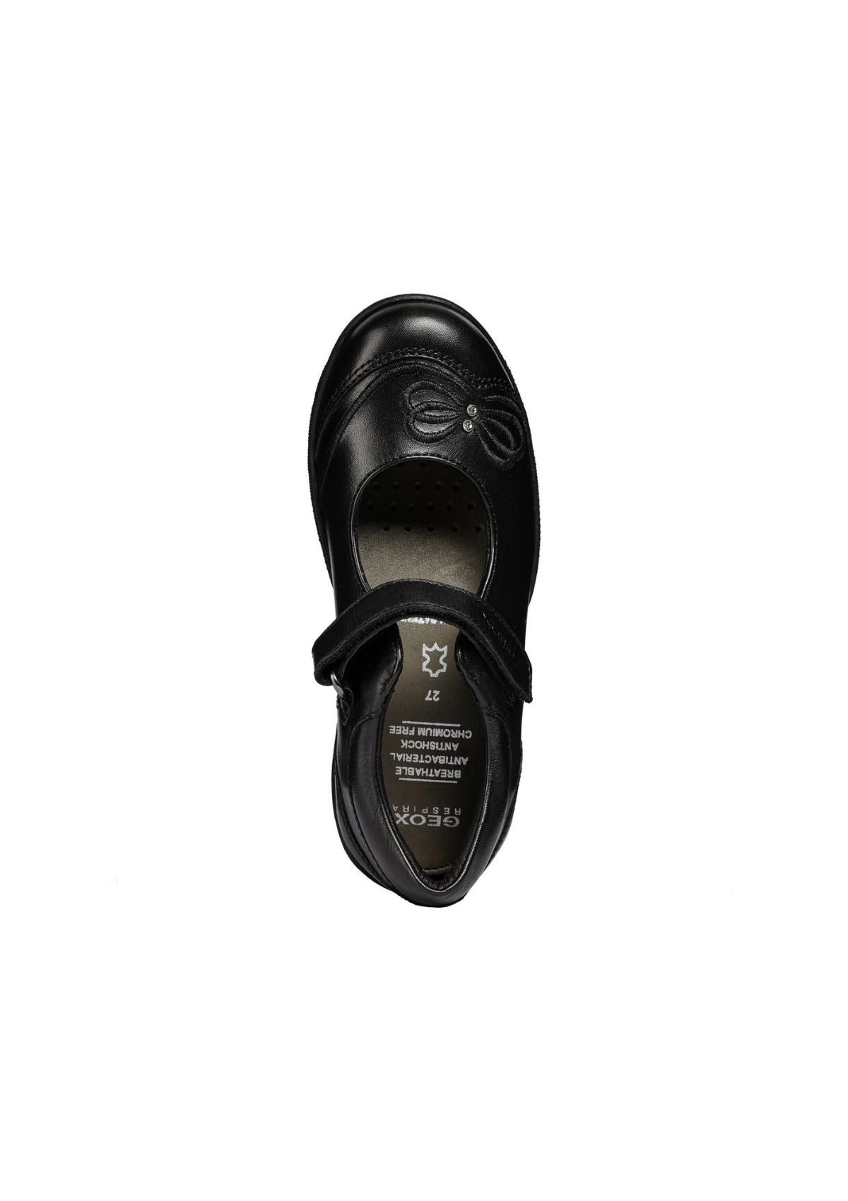 Geox Junior Girls School Shoes Shadow Black Velcro up