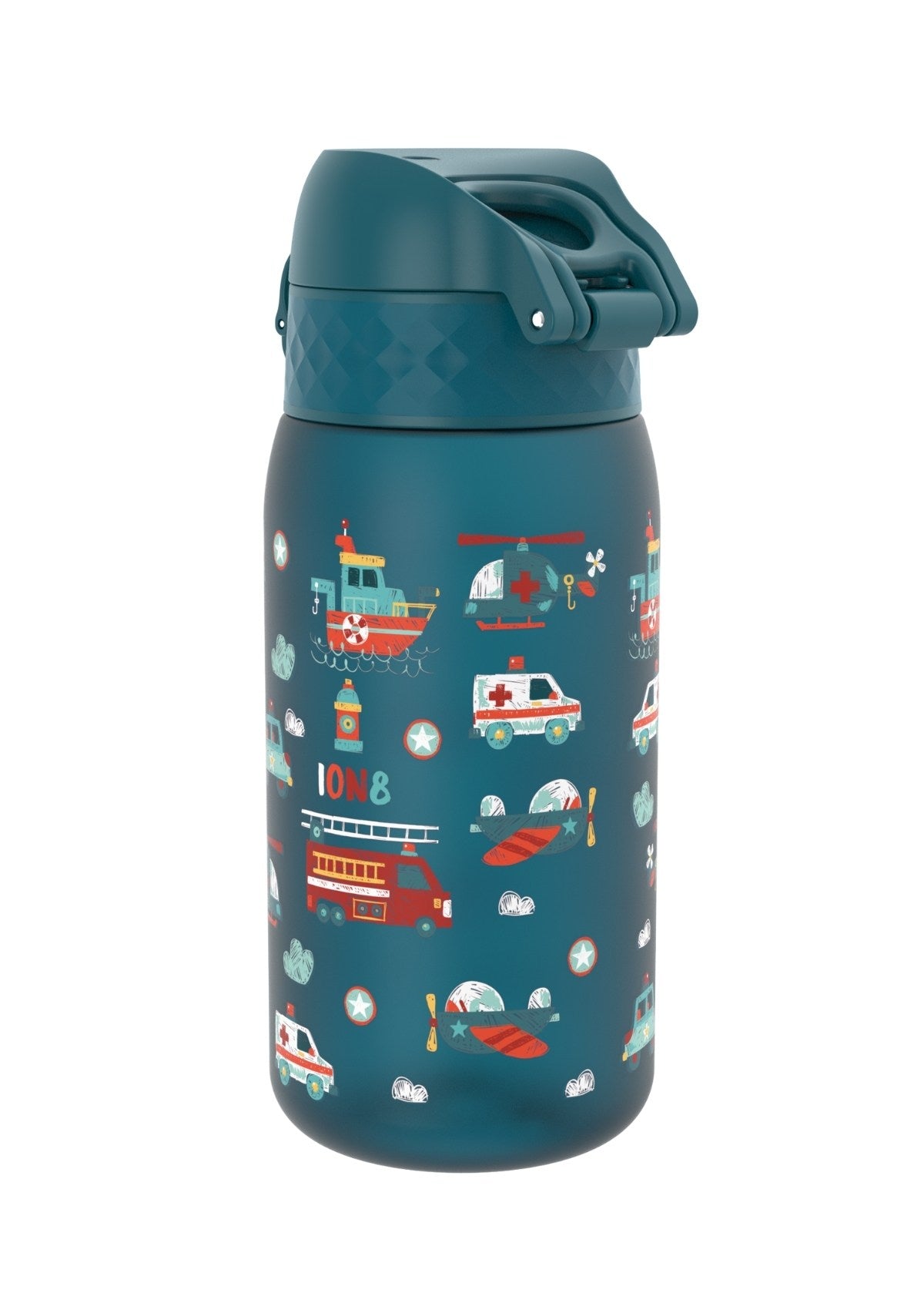 ION8 Recyclon Rescue Vehicles Teal Water Bottle Leak Proof 350ml (12oz) BPA Free Z2