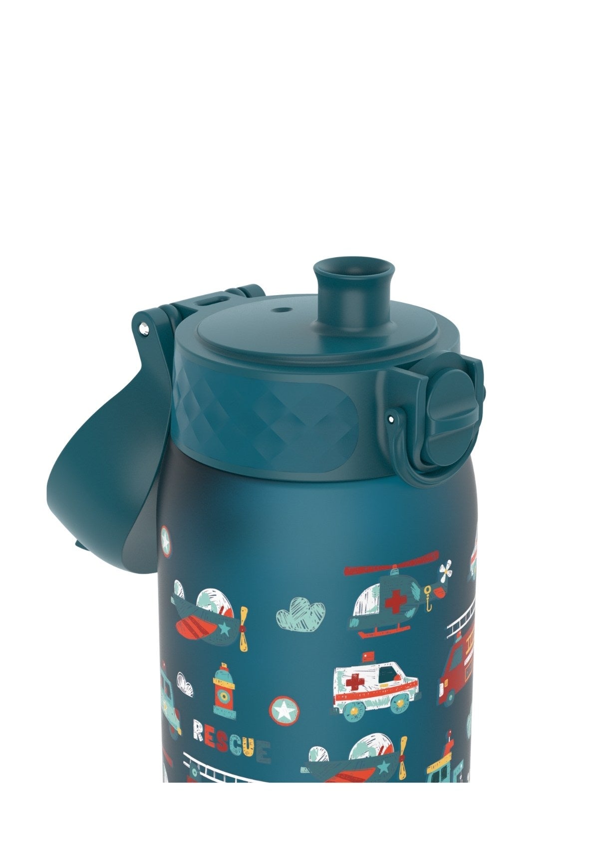 ION8 Recyclon Rescue Vehicles Teal Water Bottle Leak Proof 350ml (12oz) BPA Free Z2