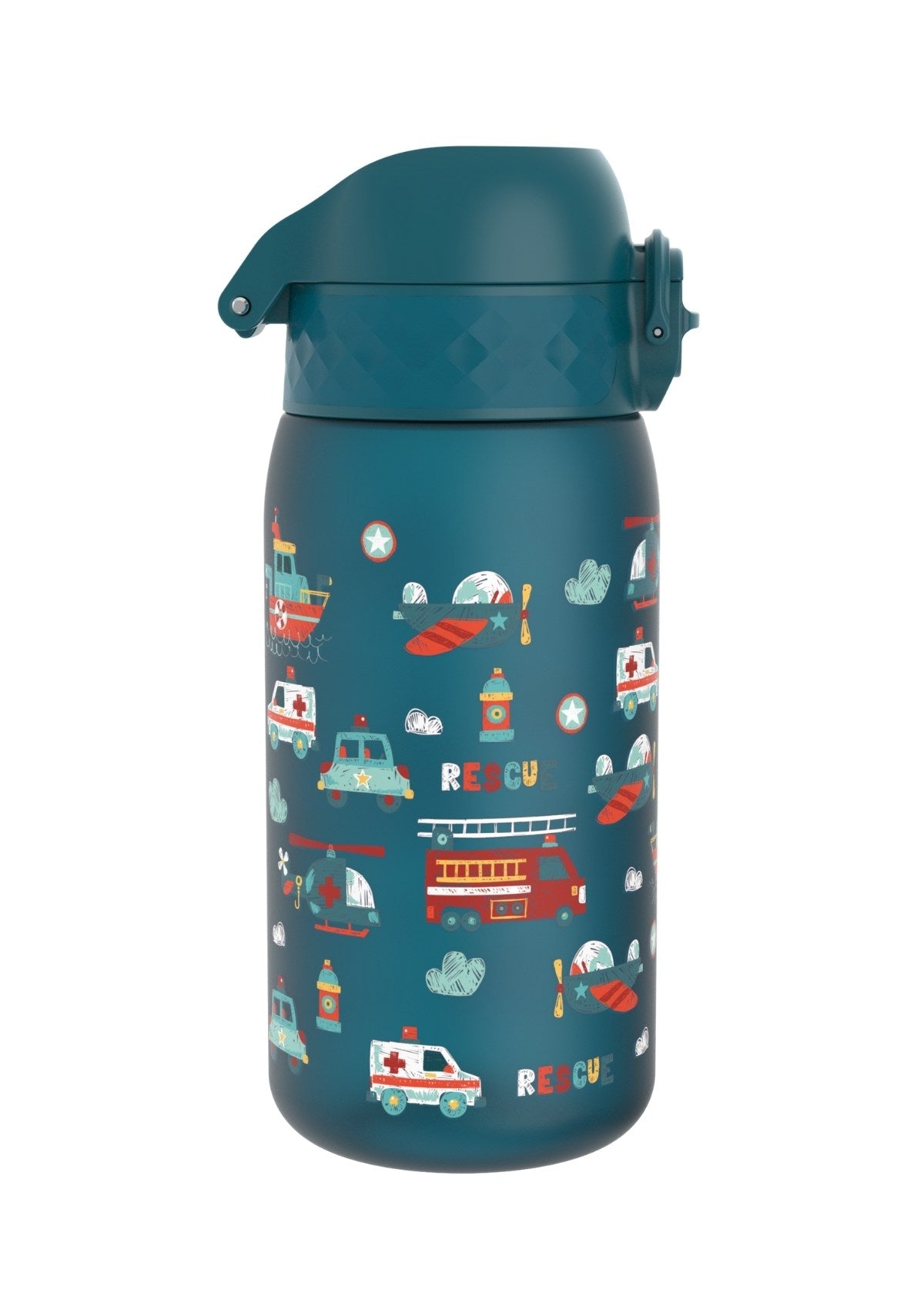 ION8 Recyclon Rescue Vehicles Teal Water Bottle Leak Proof 350ml (12oz) BPA Free Z2