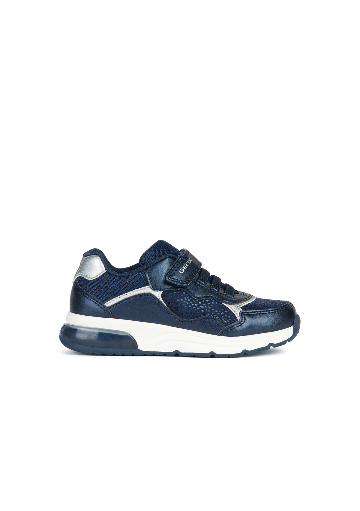 Geox Girls Trainers SPACECLUB Navy Silver