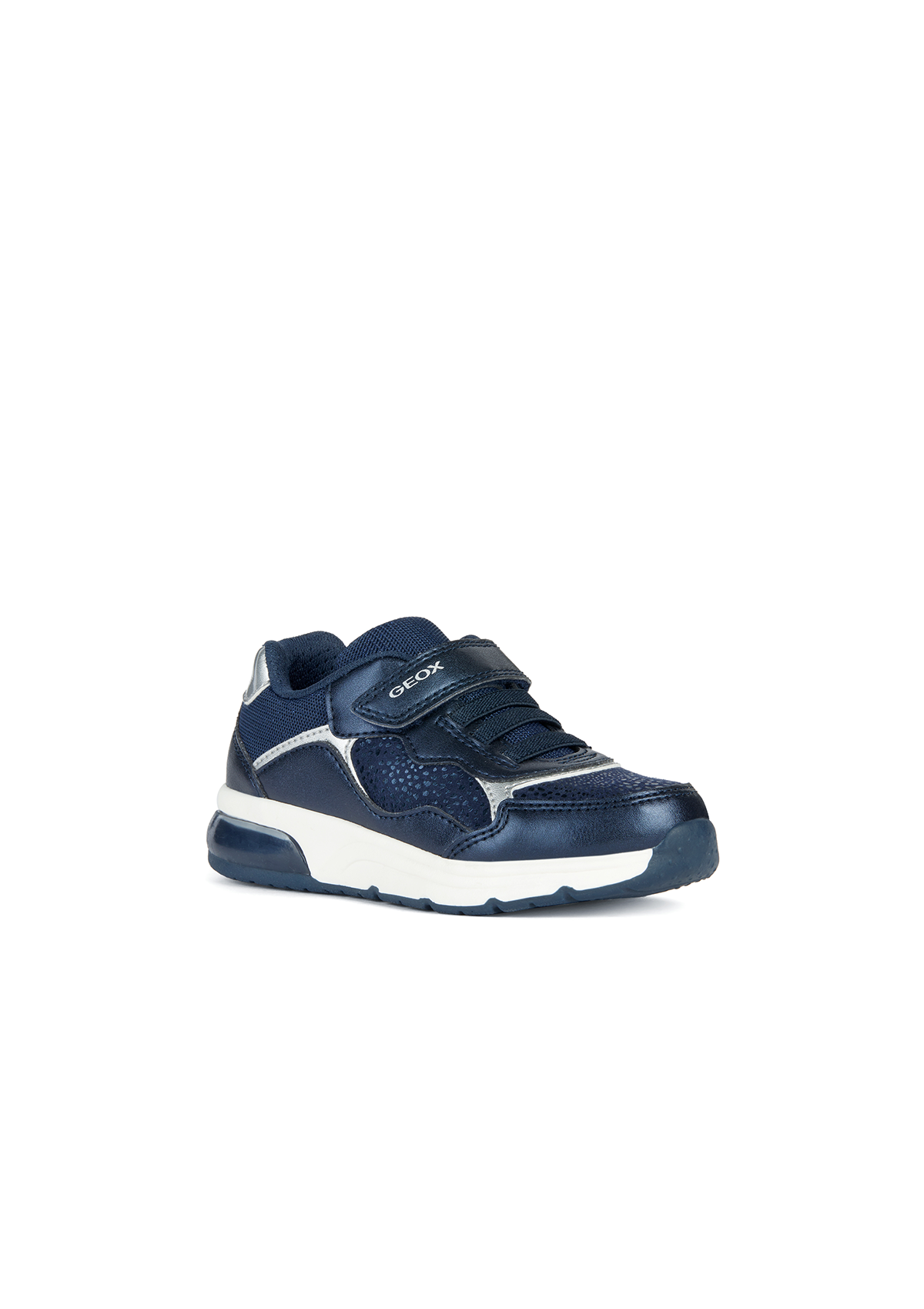 Geox Girls Trainers SPACECLUB Navy Silver