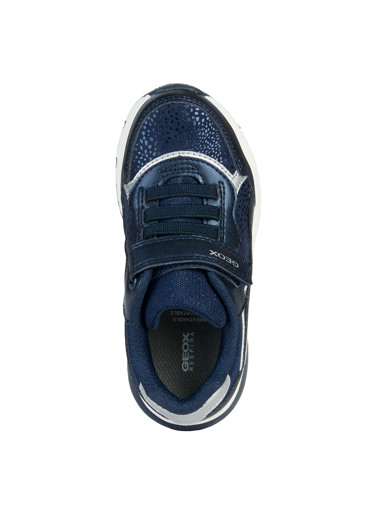 Geox Girls Trainers SPACECLUB Navy Silver