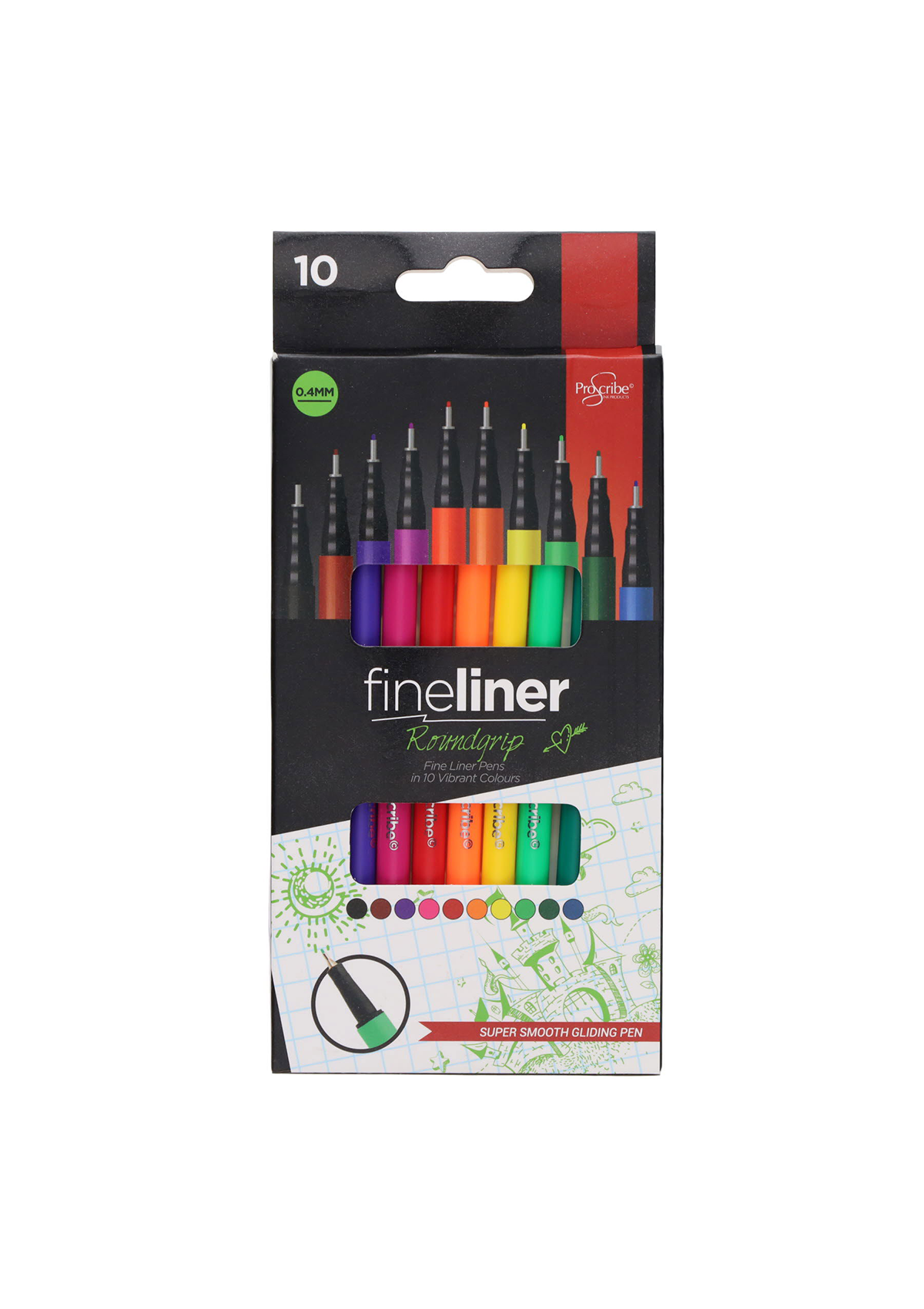ProScribe Pkt.10 Fineliner Markers - Roundgrip
