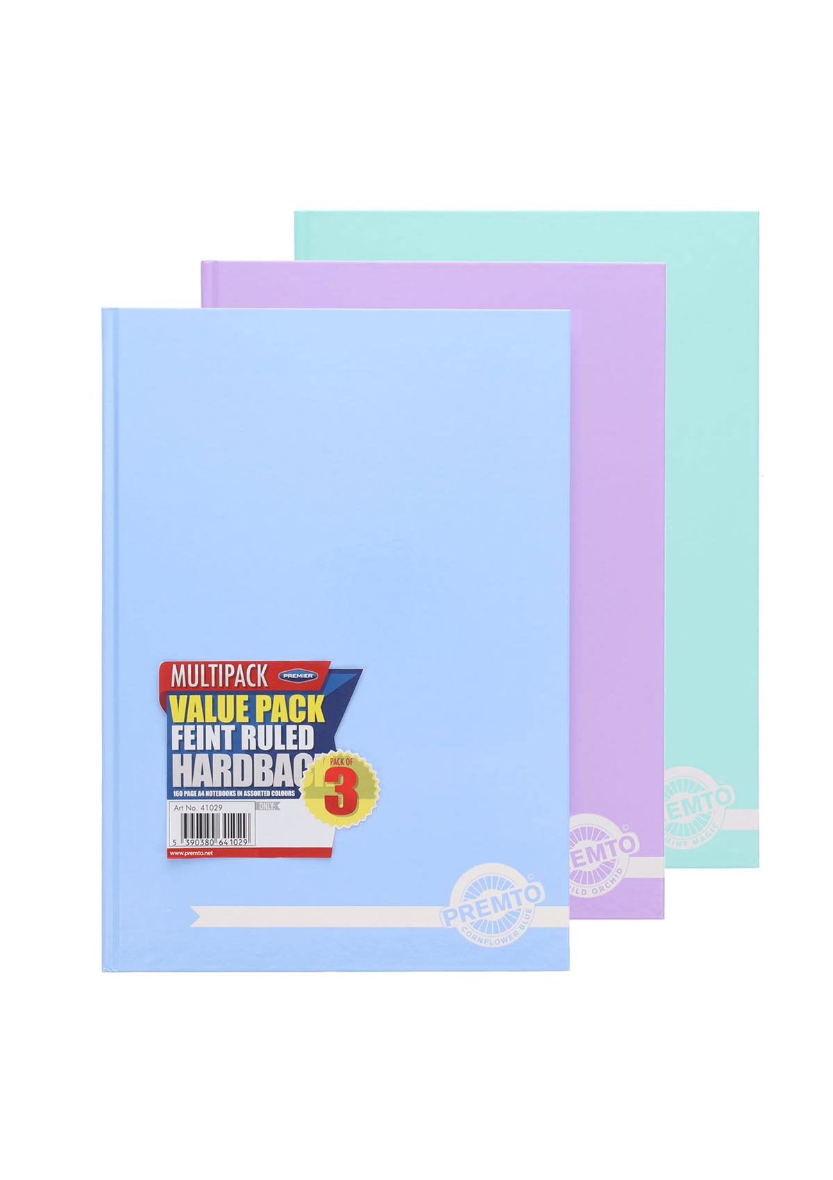 Pastel Pkt.3 A4 160pg Hardback Notebook - Asst