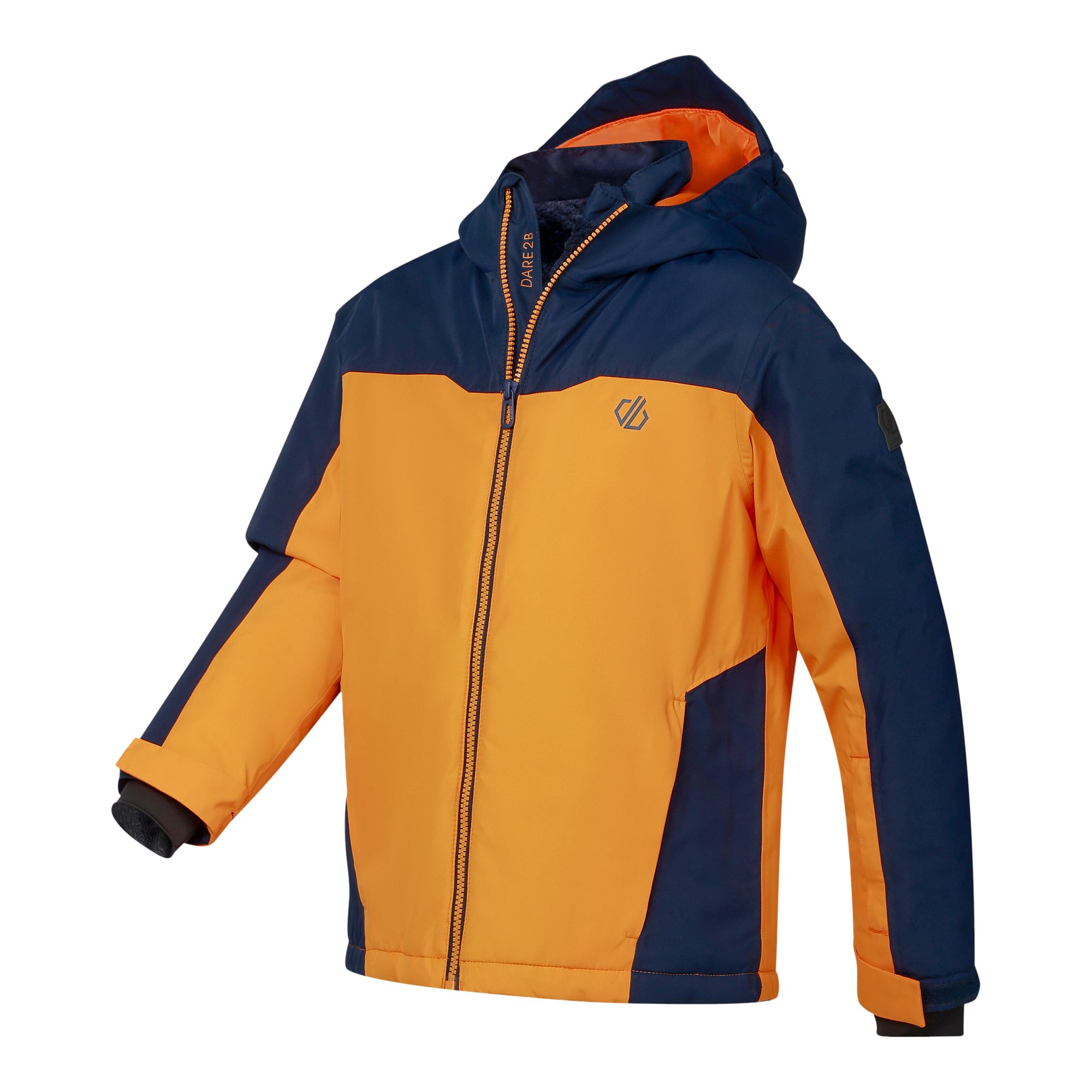 Kids' Piste Ski Jacket - Navy/ Electric Orange