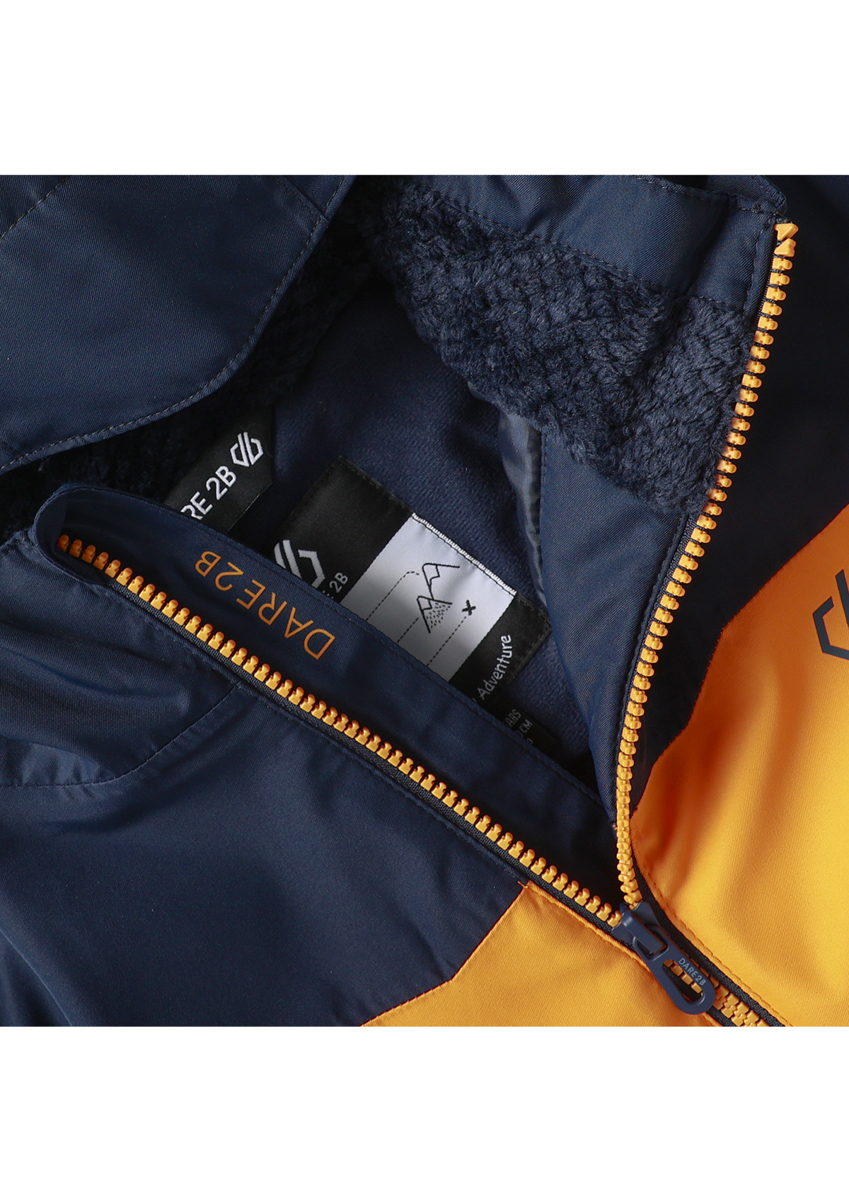 Kids' Piste Ski Jacket - Navy/ Electric Orange