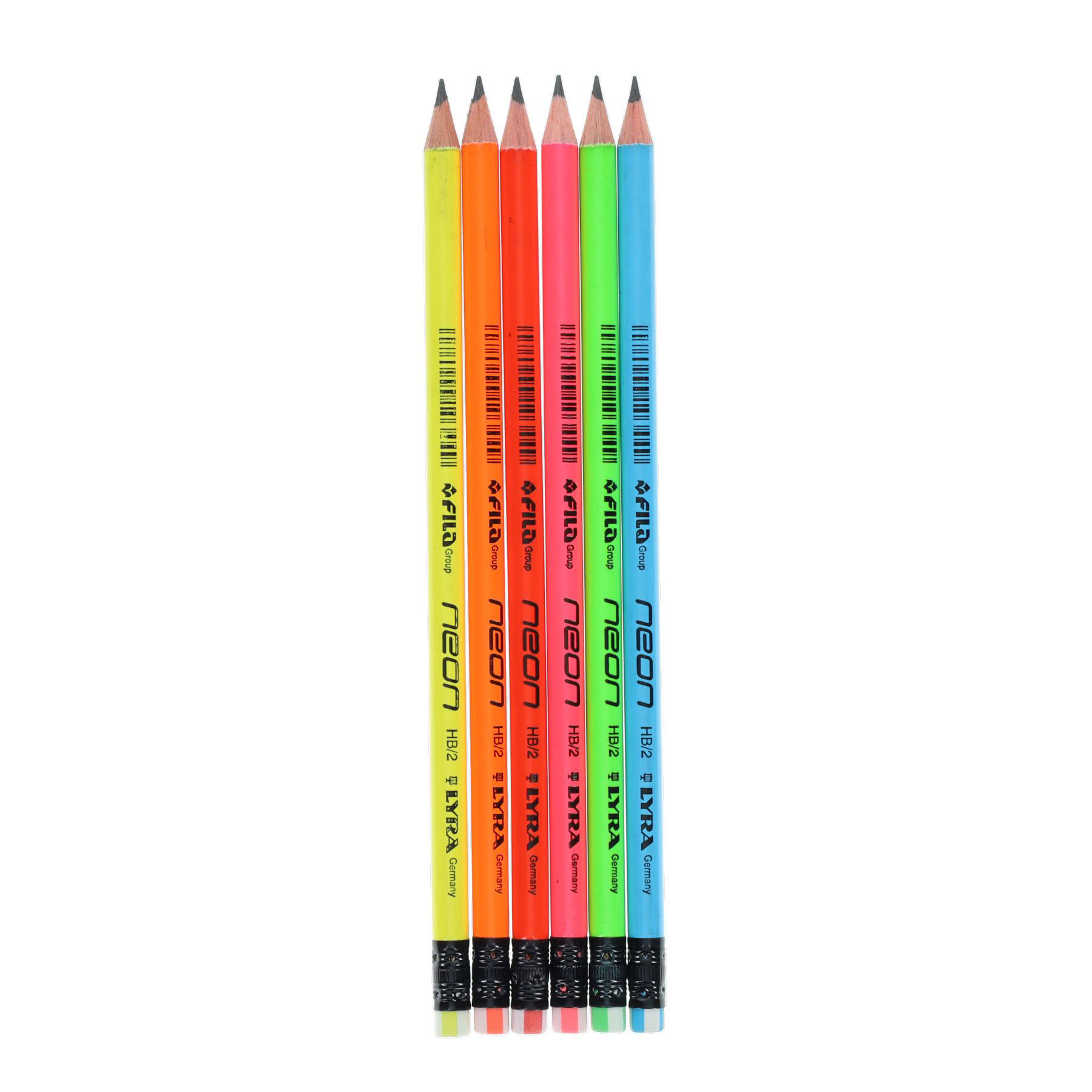 Neon Card 6 Rubber Tipped Hb Pencils