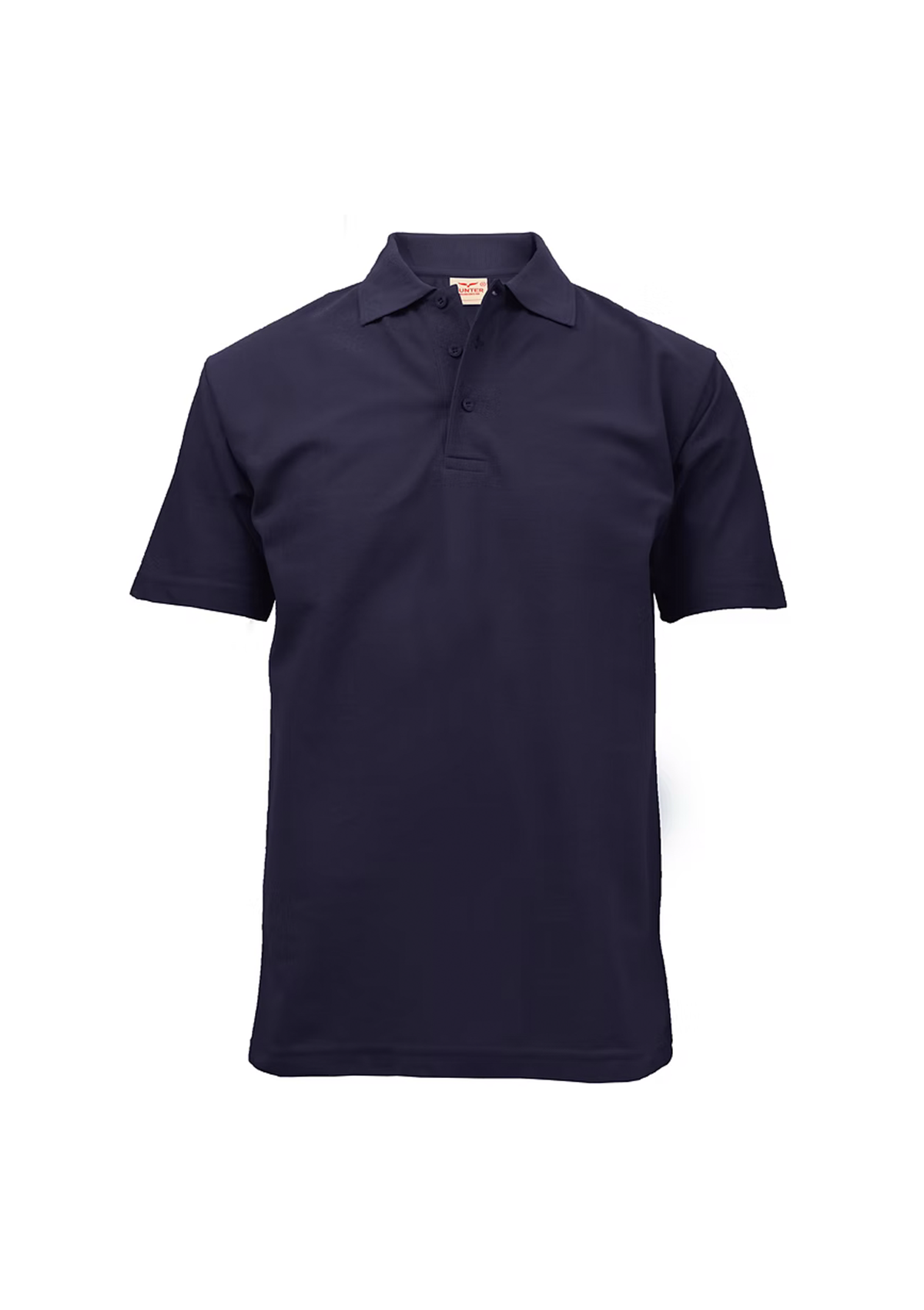 Navy blue polo shirt on a white background