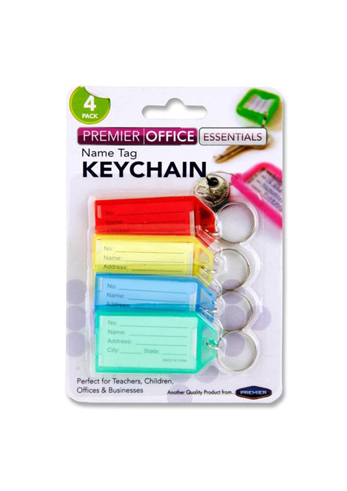 Card 4 Asst Name Tag Keychains