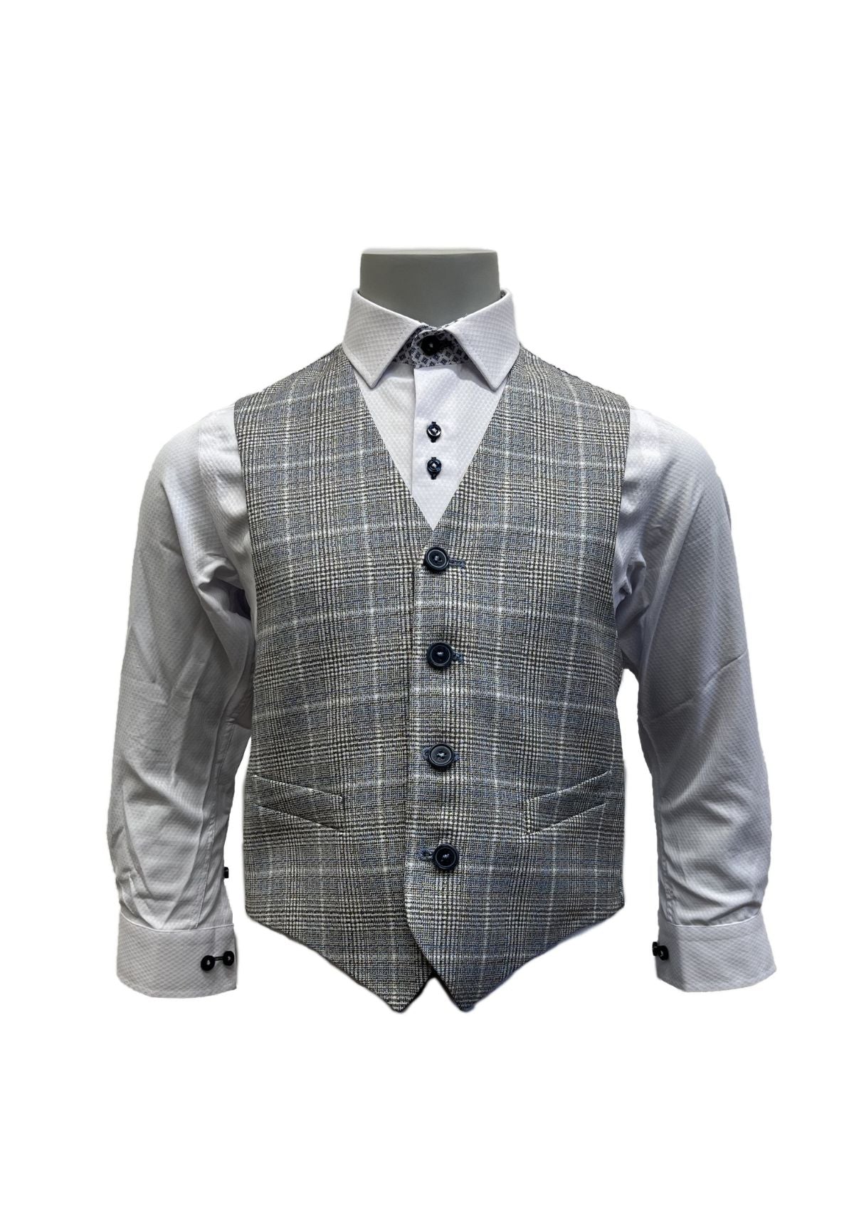 1880 Club Communion Waistcoat Doyle Grey Check