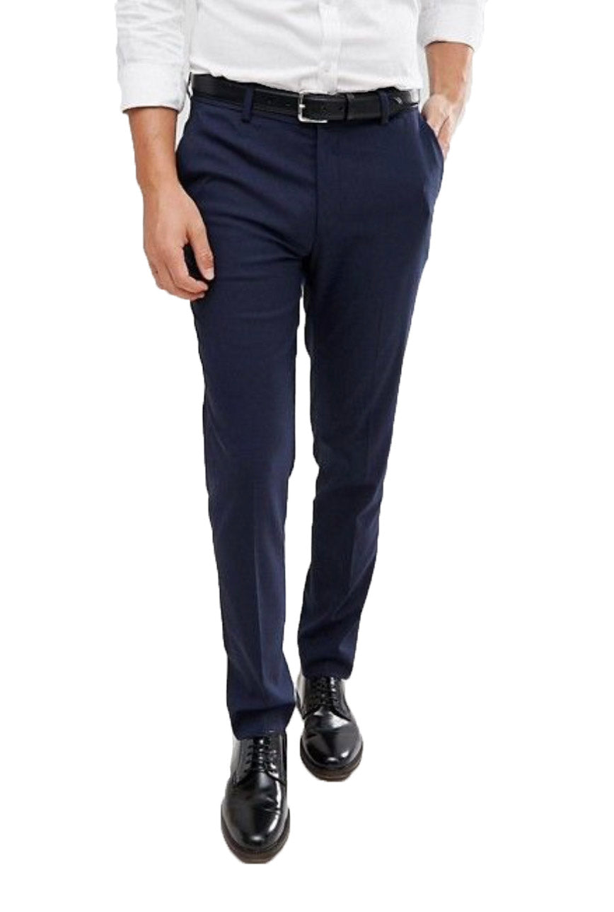 Skinny navy best sale school trousers