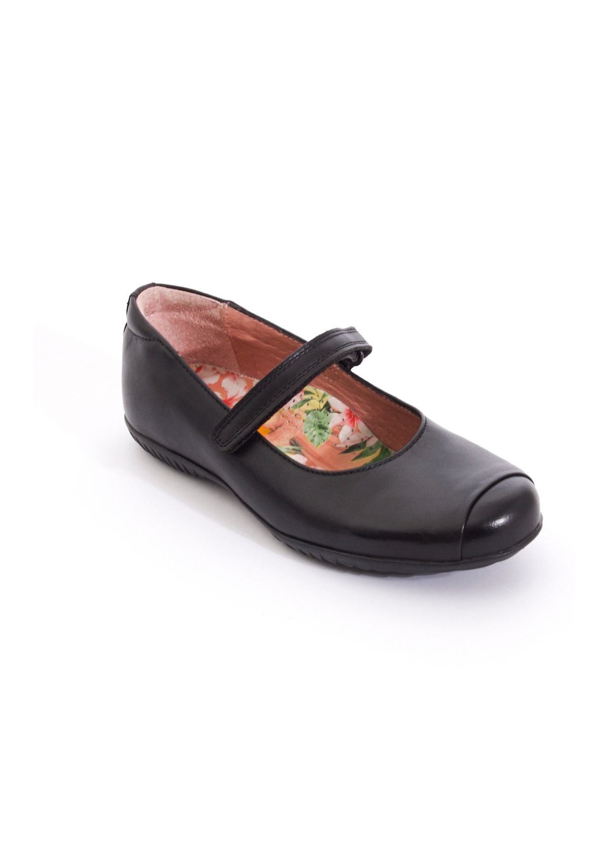 Girls School Shoe-Petasil-Erica (Black Leather) Side View