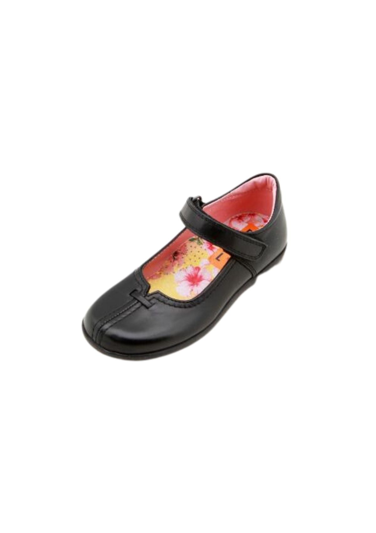 Petasil Girls School Shoe Babs Black Leather